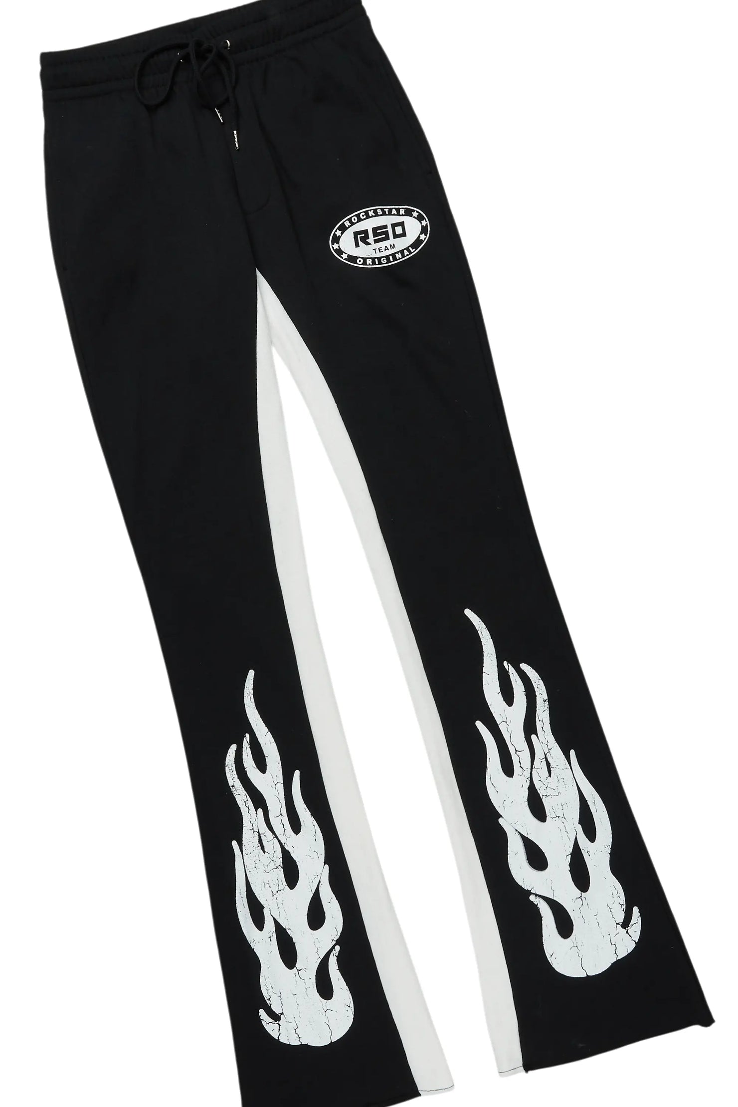 Amos Black/White Long Sleeve T-Shirt/Stacked Baggy Pant Set