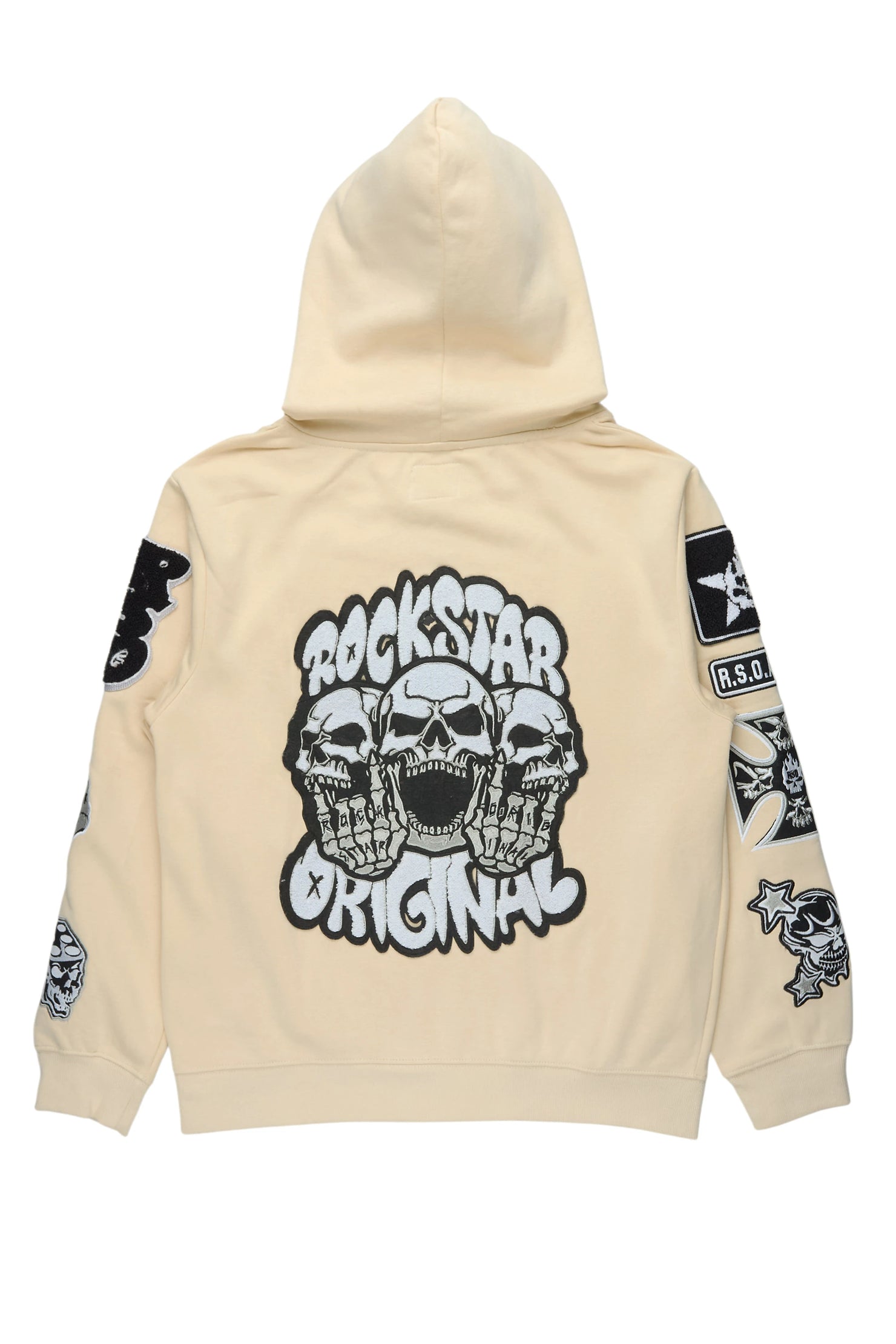 Vidar Beige Graphic Zip-Up Hoodie