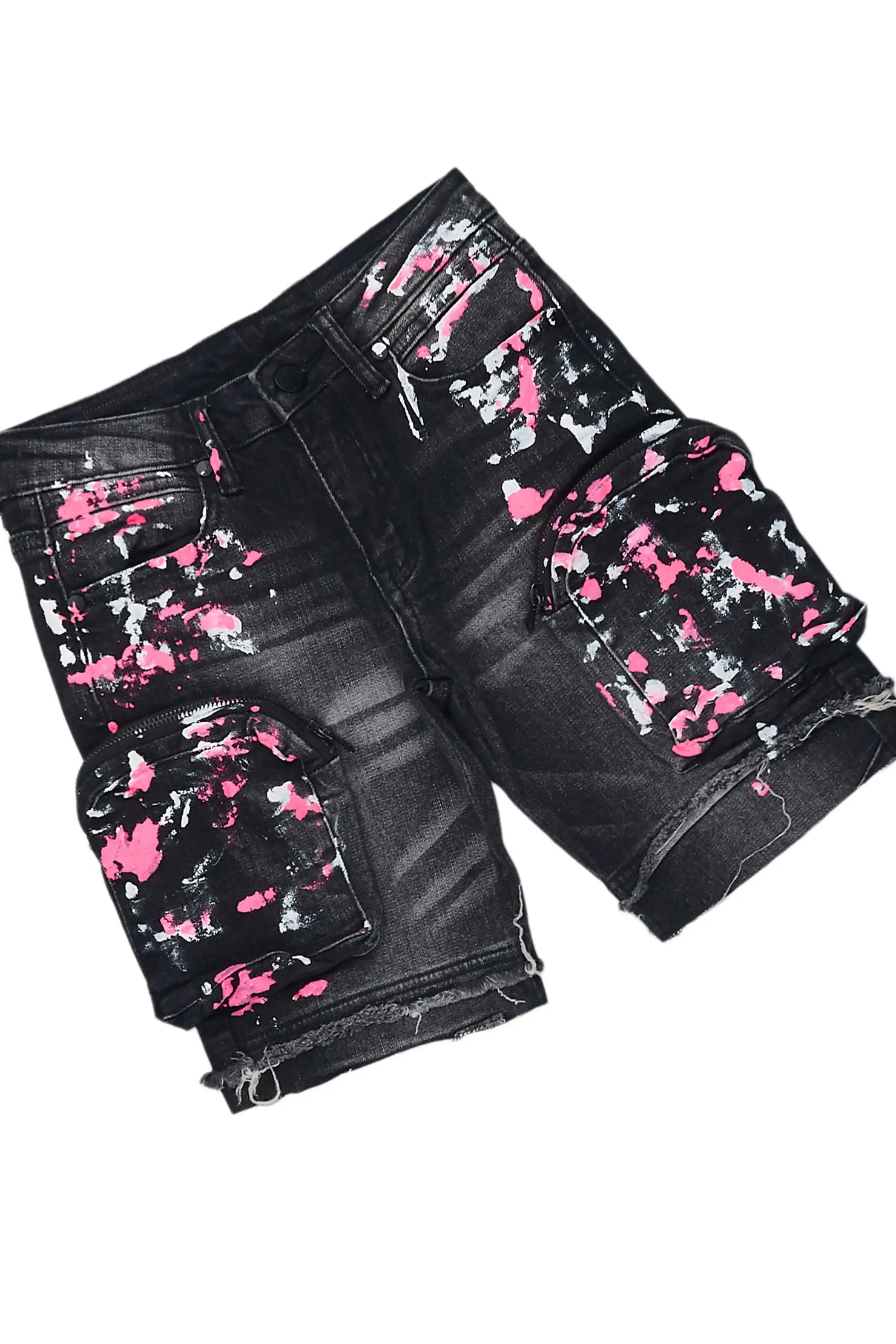 Girls Sechora Black/Dark Grey Long Sleeve T-Shirt Denim Short Set
