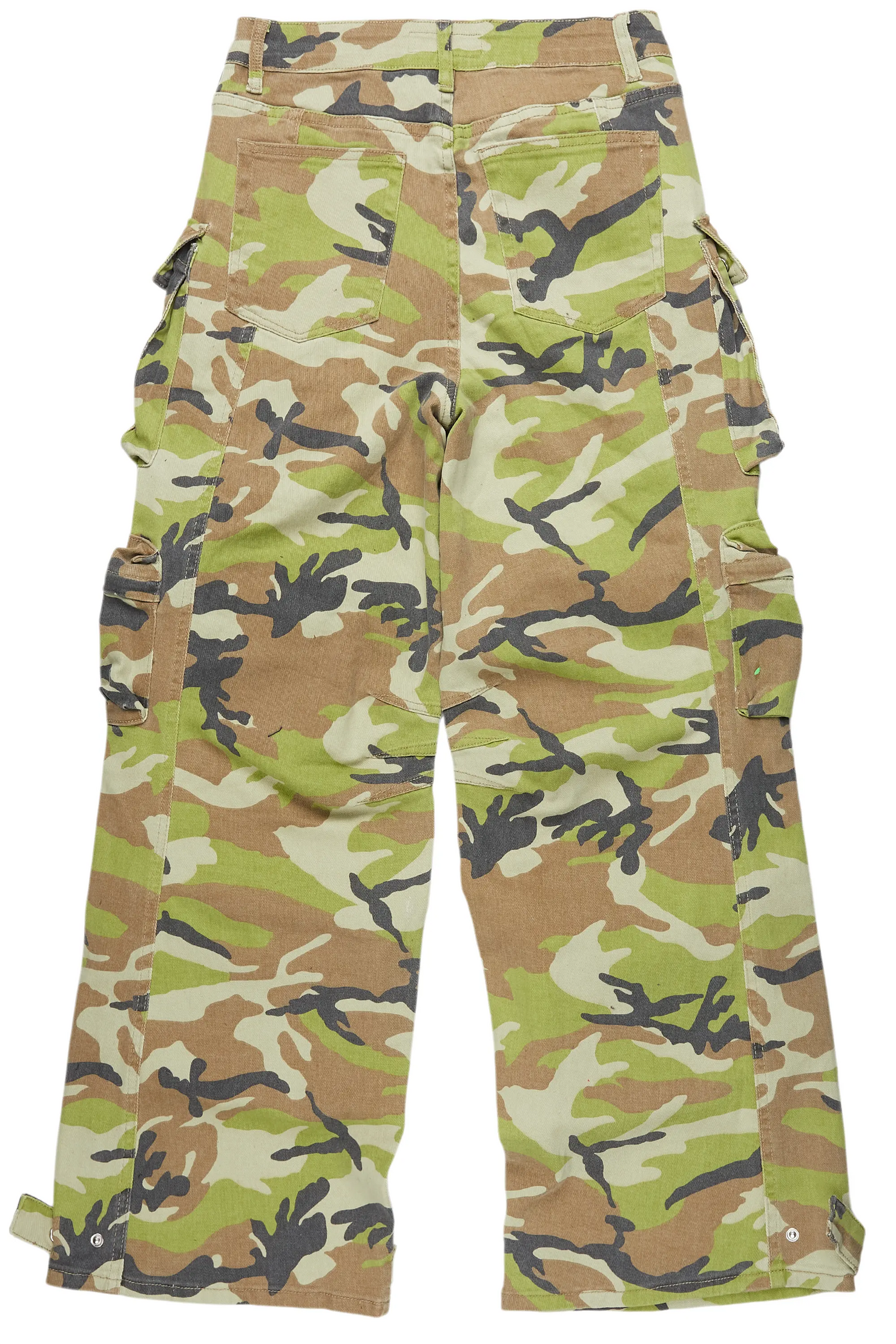 Da'nysha Green Camo Painted Wide Leg Jean