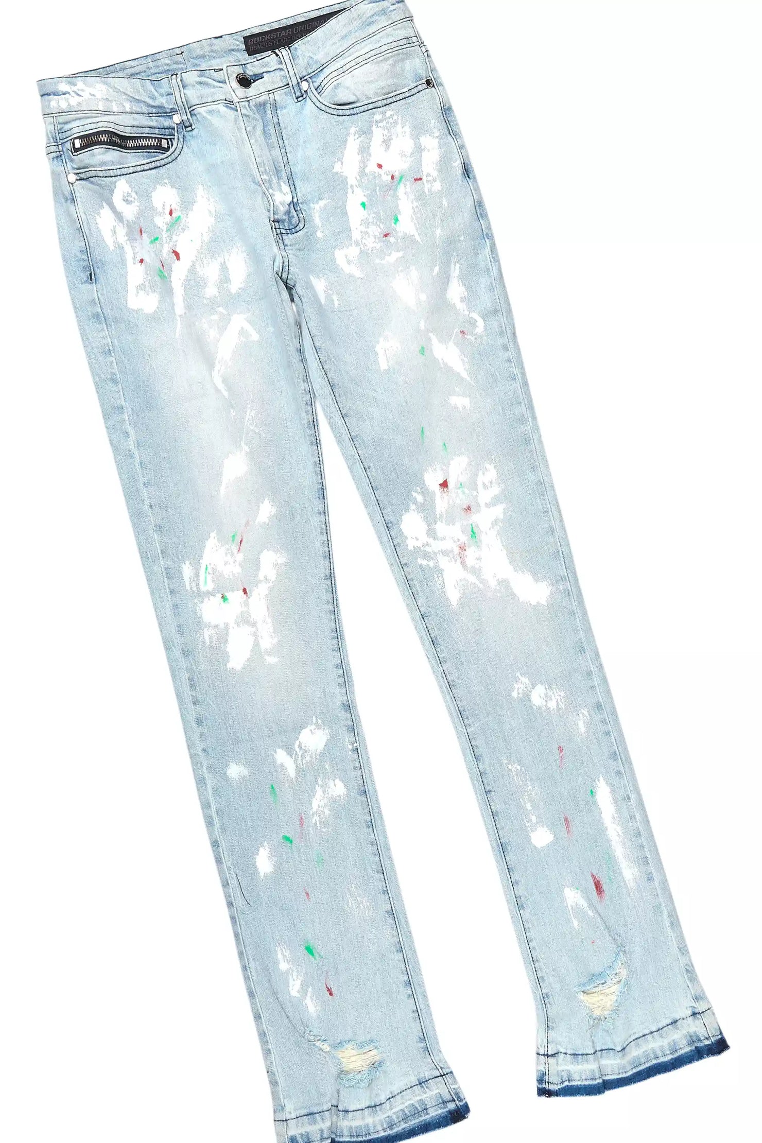 Tarl Blue Oversized T-Shirt/Stacked Flare Jean Set