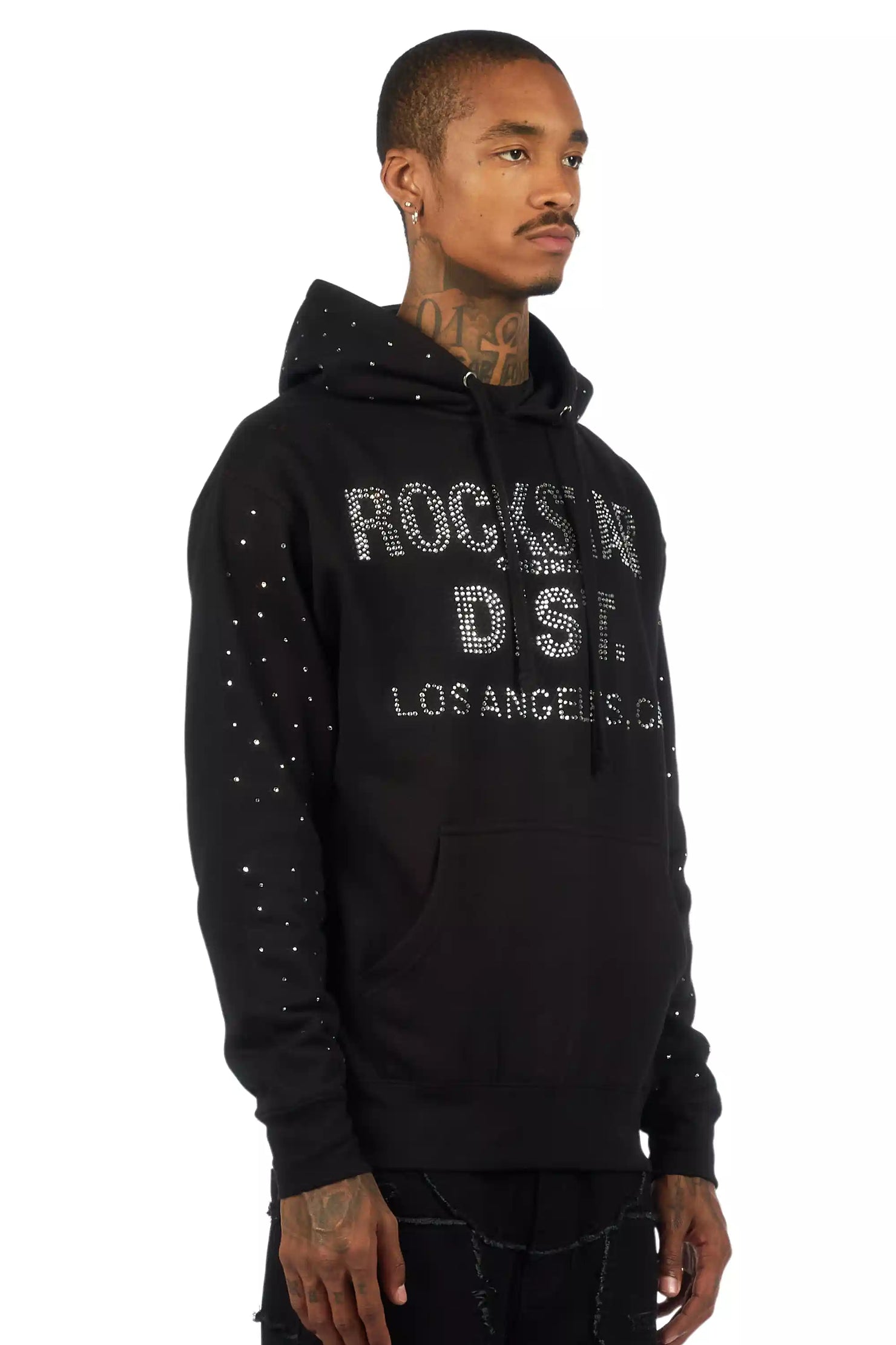 Thryll Black/Silver Rhinestone Graphic Hoodie