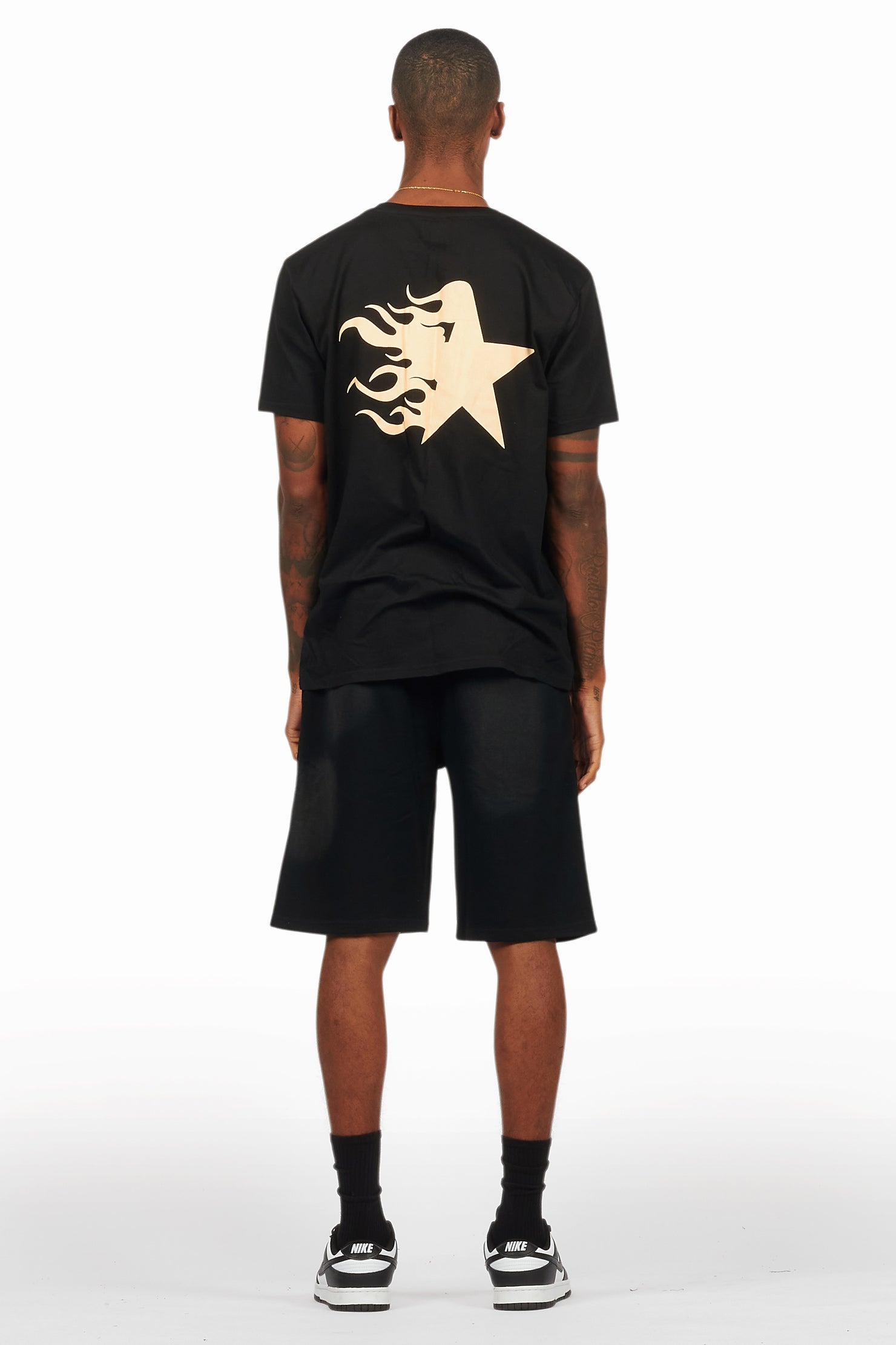 Plutix Black Graphic T-Shirt Short Set