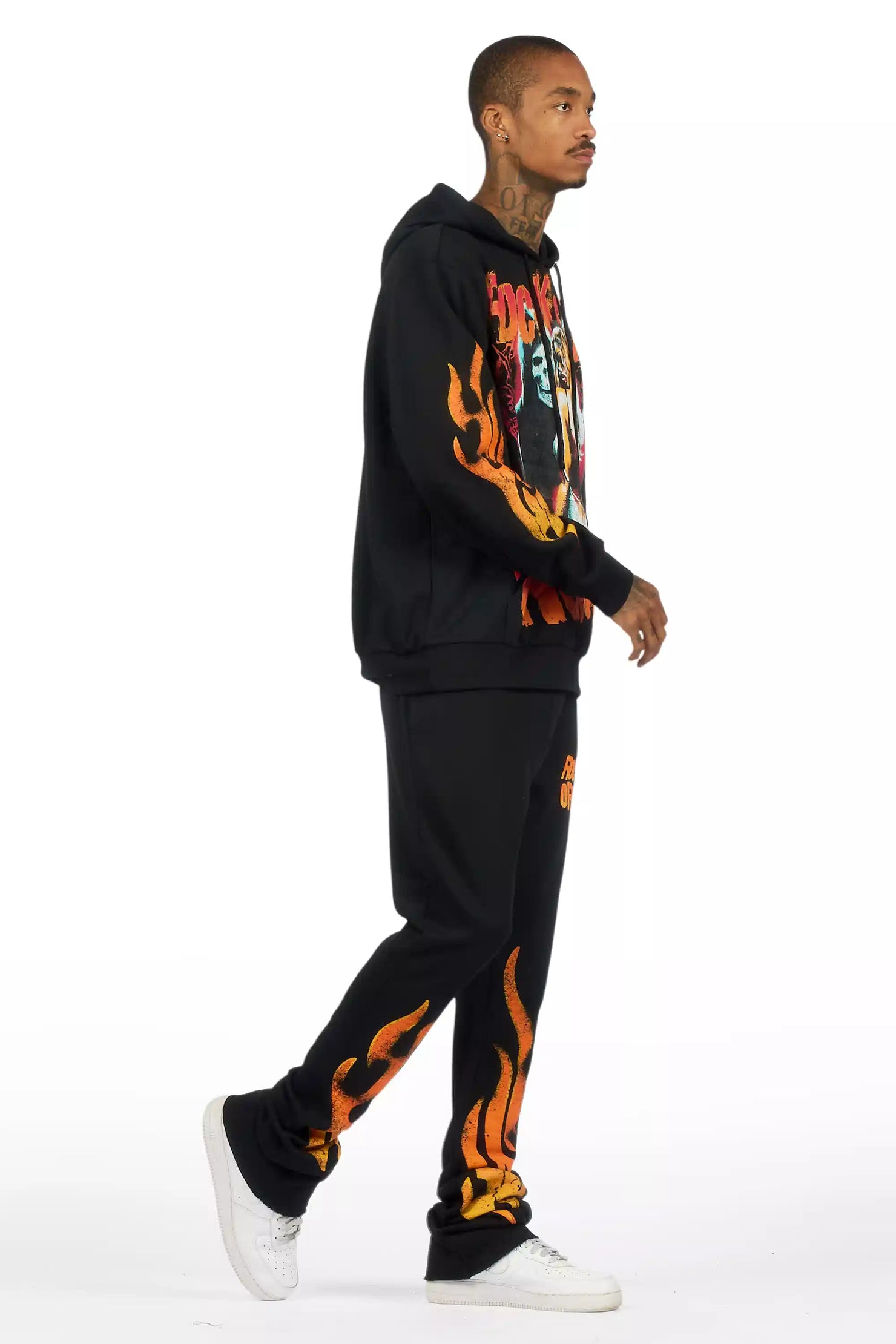 Zo Black Hoodie/Stacked Pant Track Set