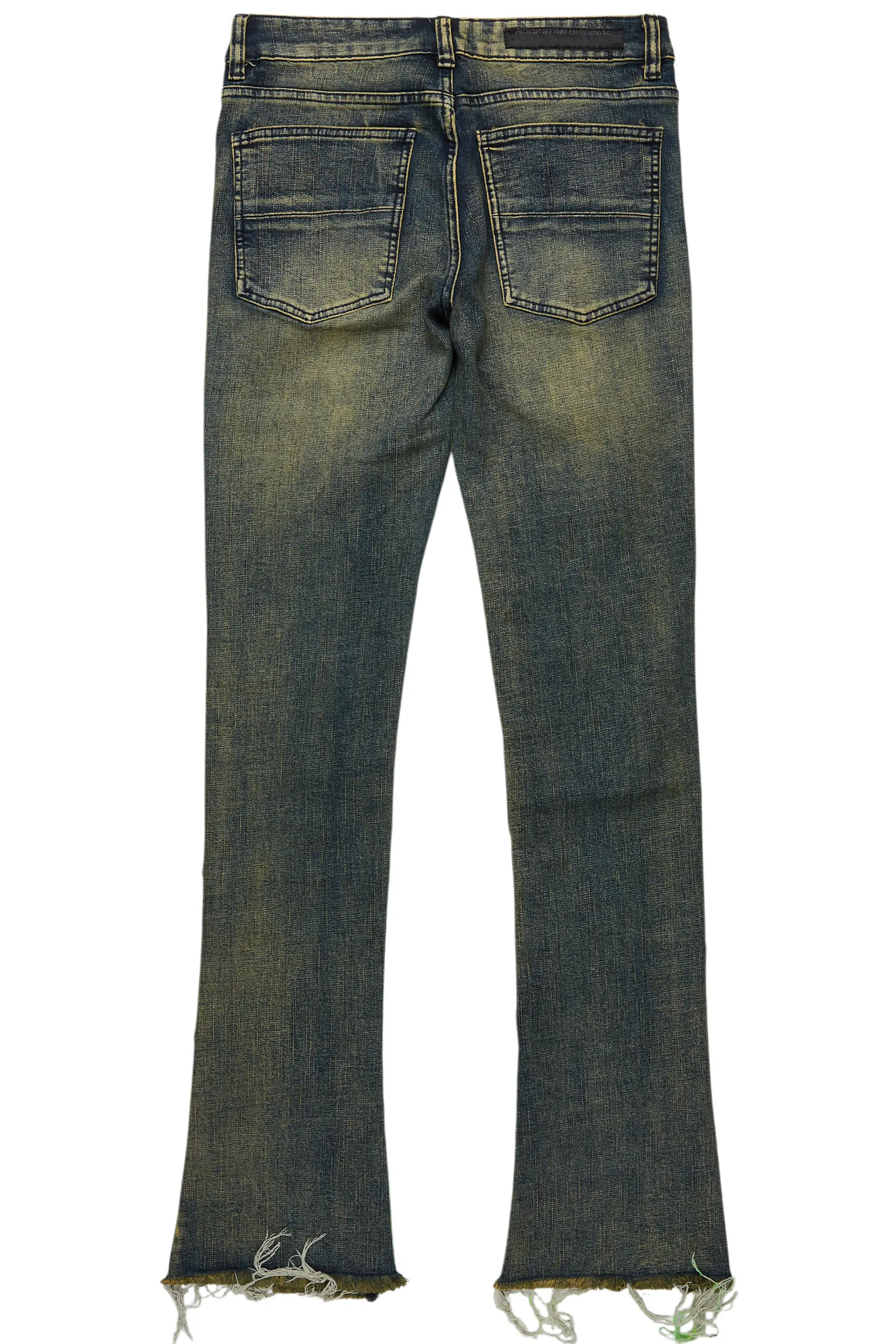 Valko Blue/Green Roller Paint Stacked Flare Jean