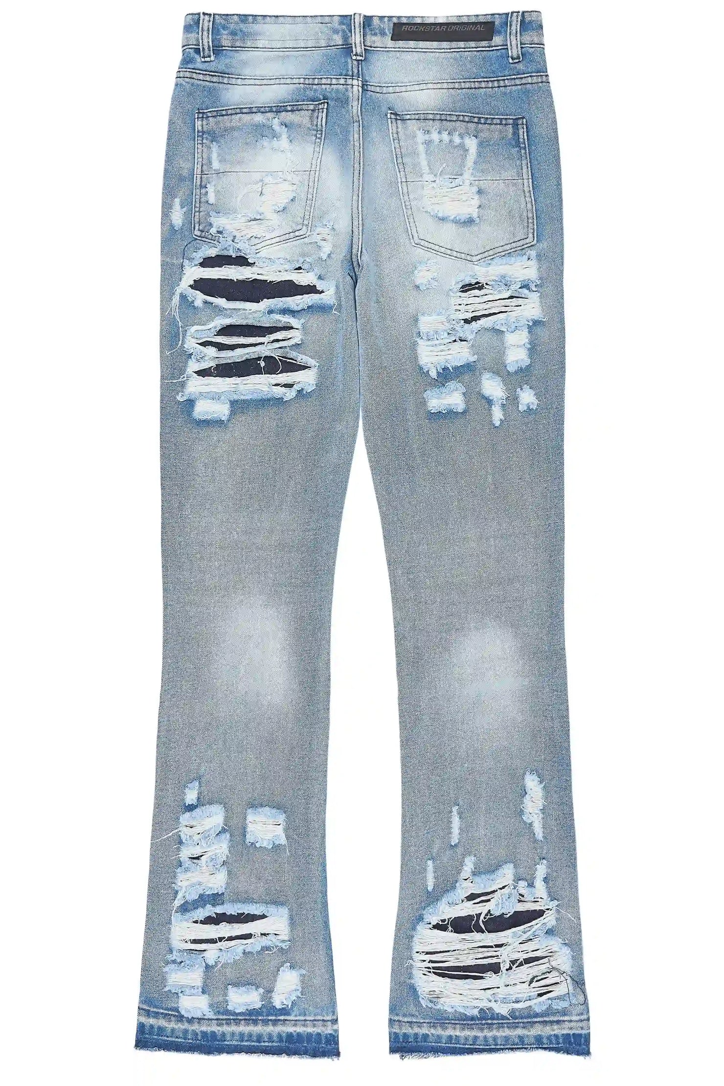 Mathey Light Blue Rhinestone Stacked Fit Jean