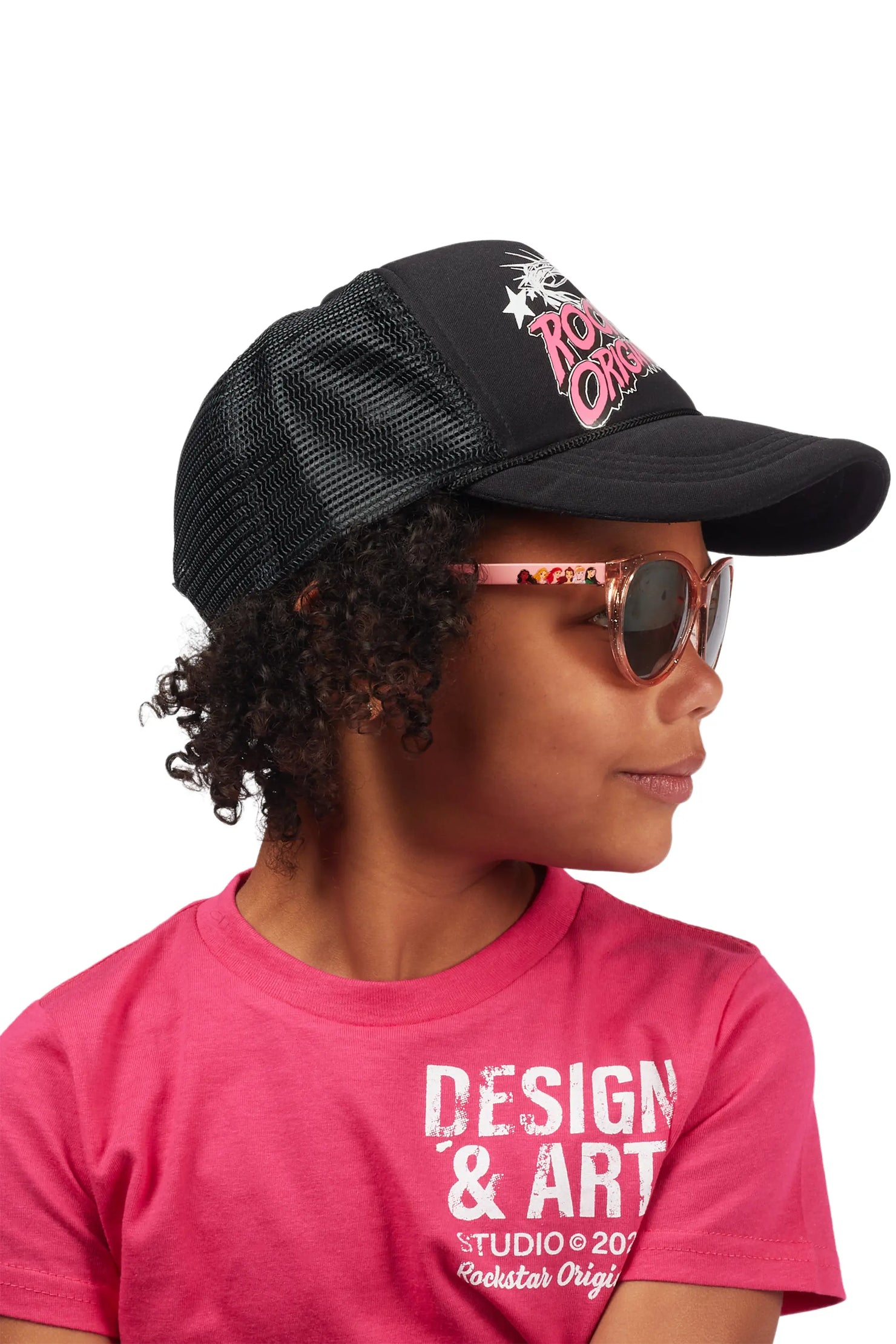 Girls Zabel Black Graphic Trucker Hat