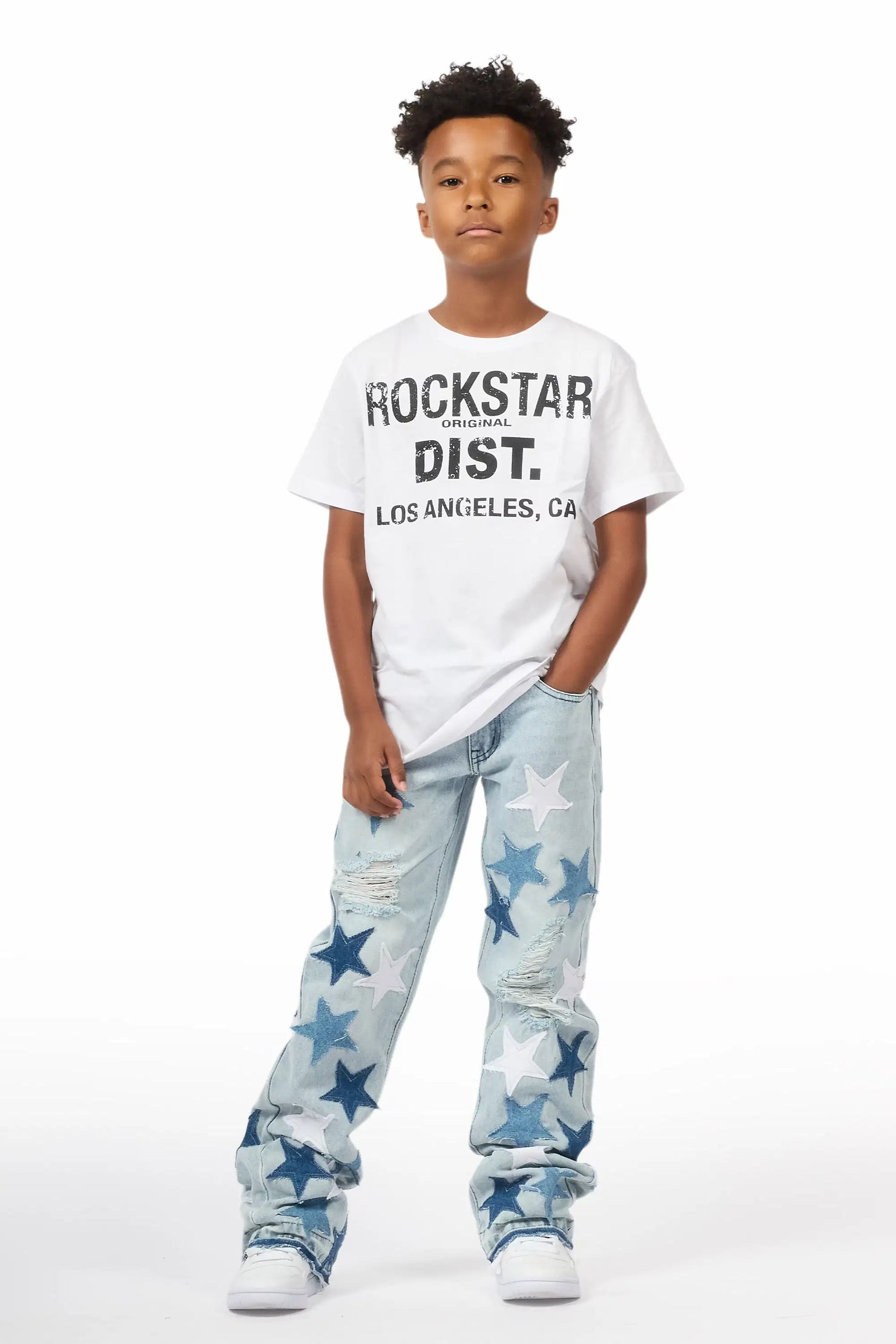Boys StarLane Light Blue Stacked Flare Jean
