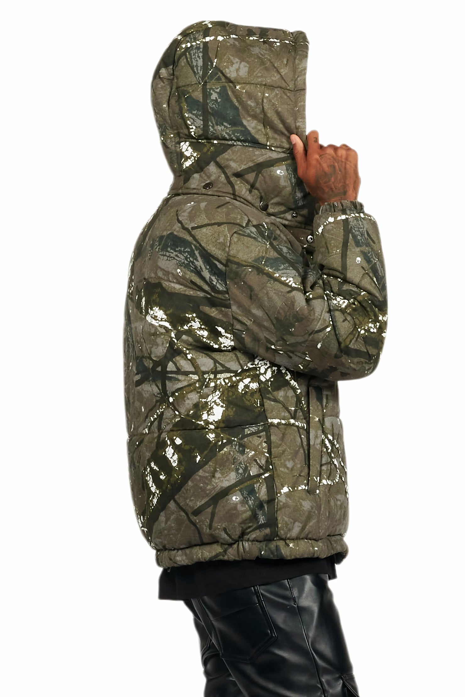 Bevis Grey Tree Camo Puffer Jacket