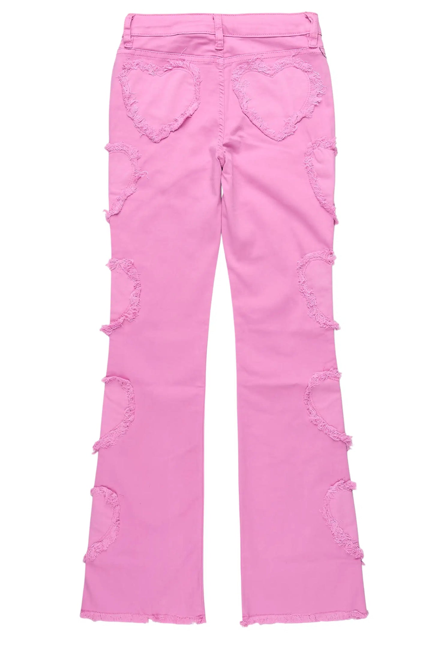 Girls Sinayah Heart Baby Pink Stacked Flare Jean