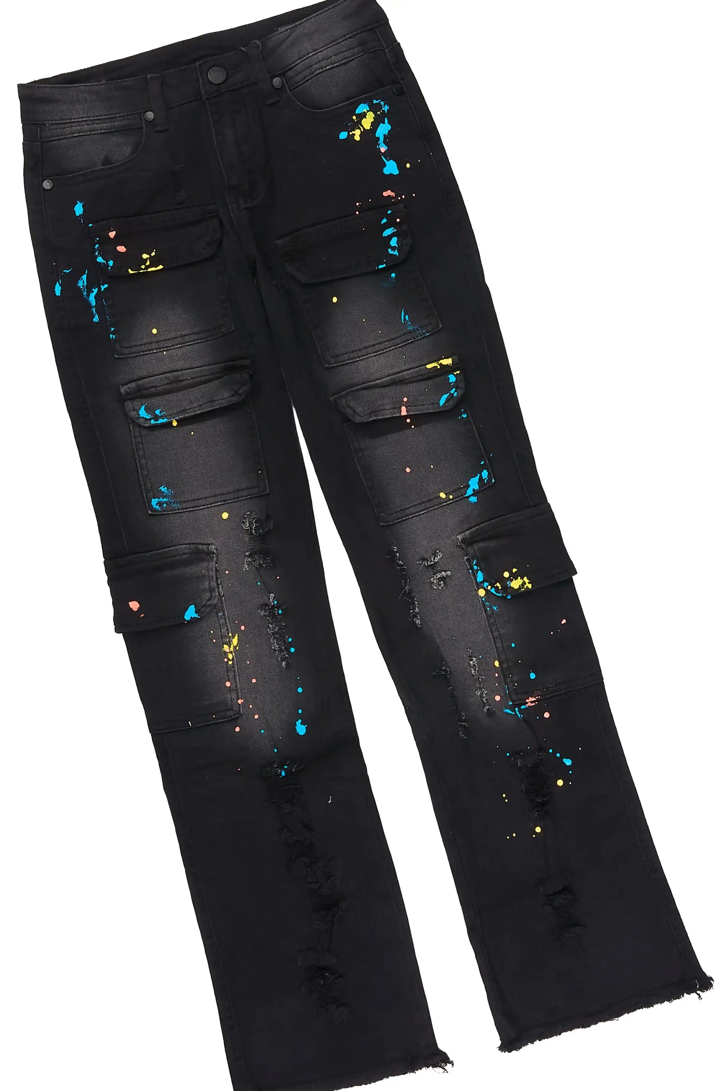 Boys Storm Black Long Sleeve T-shirt Stacked Jean Set