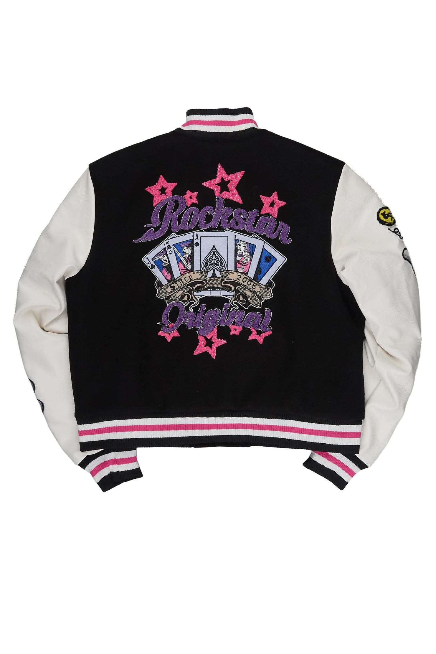 Stasha Black/White Oversized Varsity Jacket