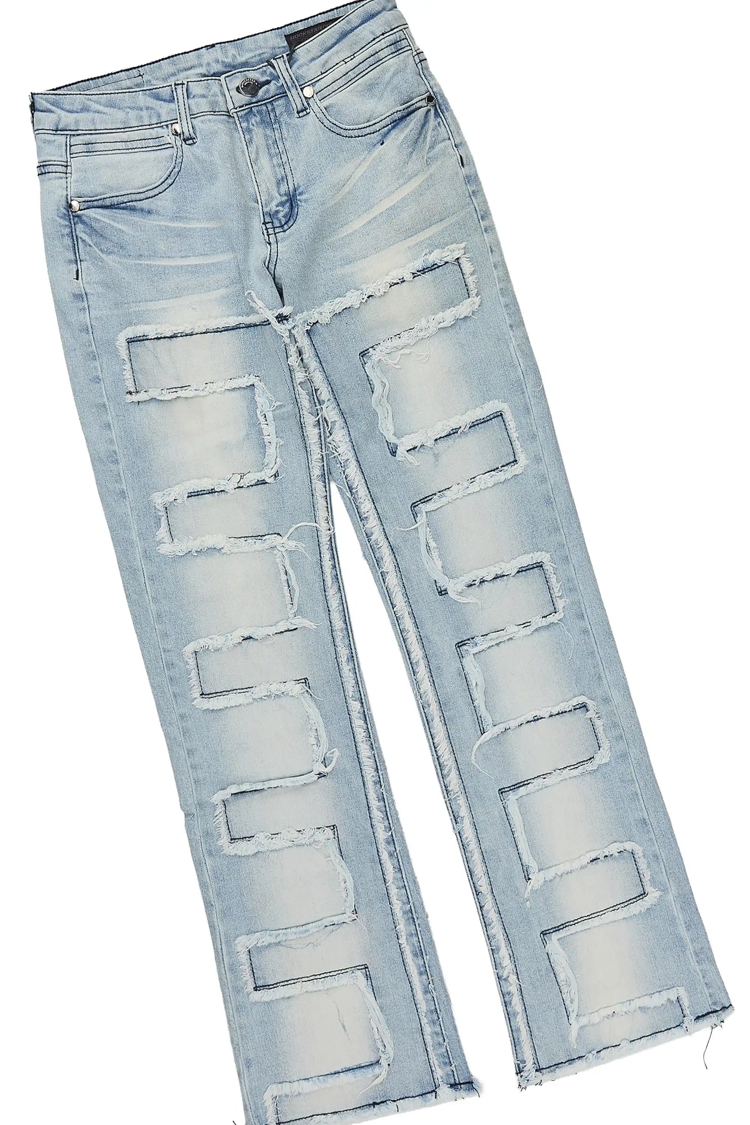 Girls Aze Pink/Light Wash T-Shirt Stacked Frayed Jean Set