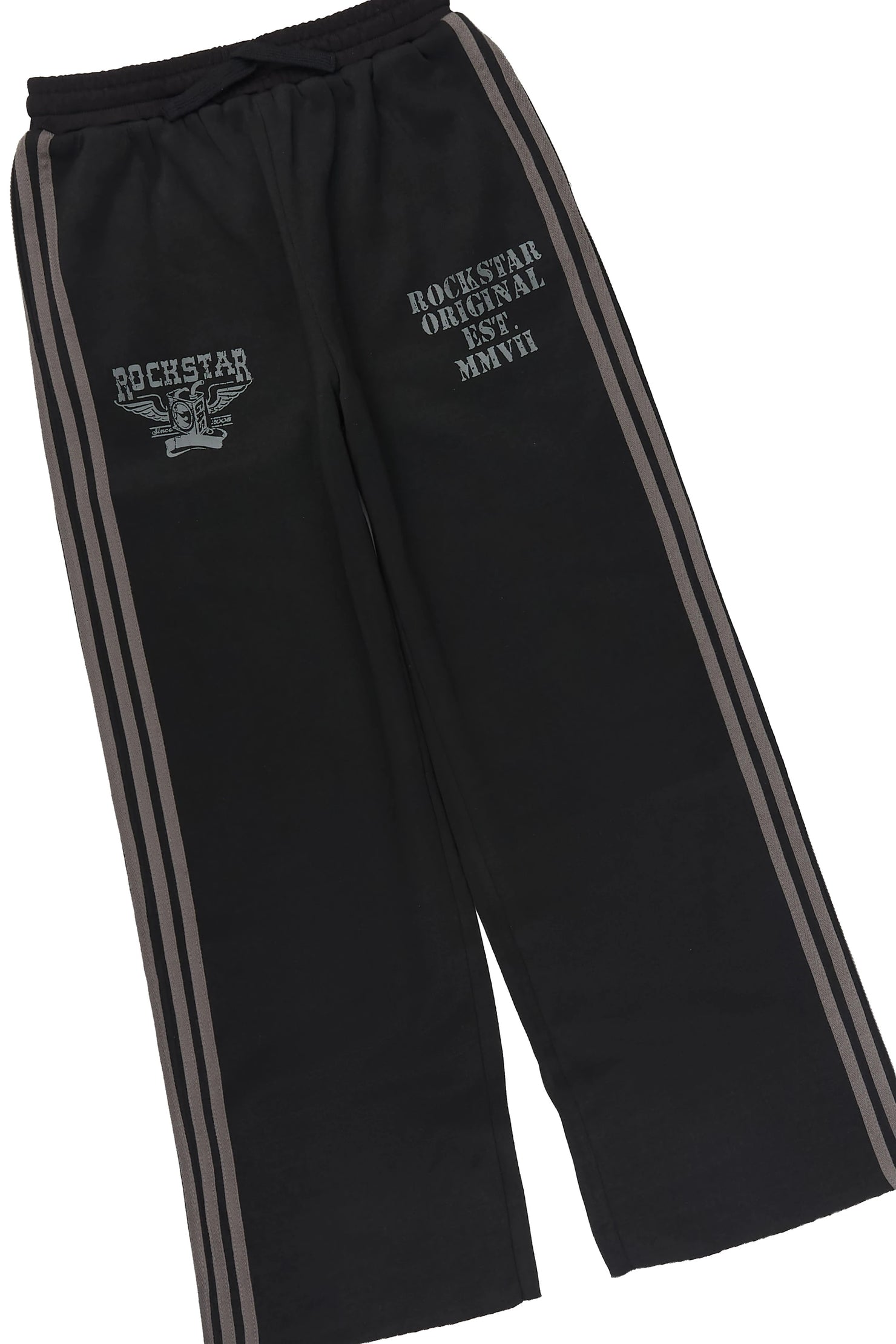 Boys Manier Black/Grey Zip Up Hoodie Relaxed Pant Track Set