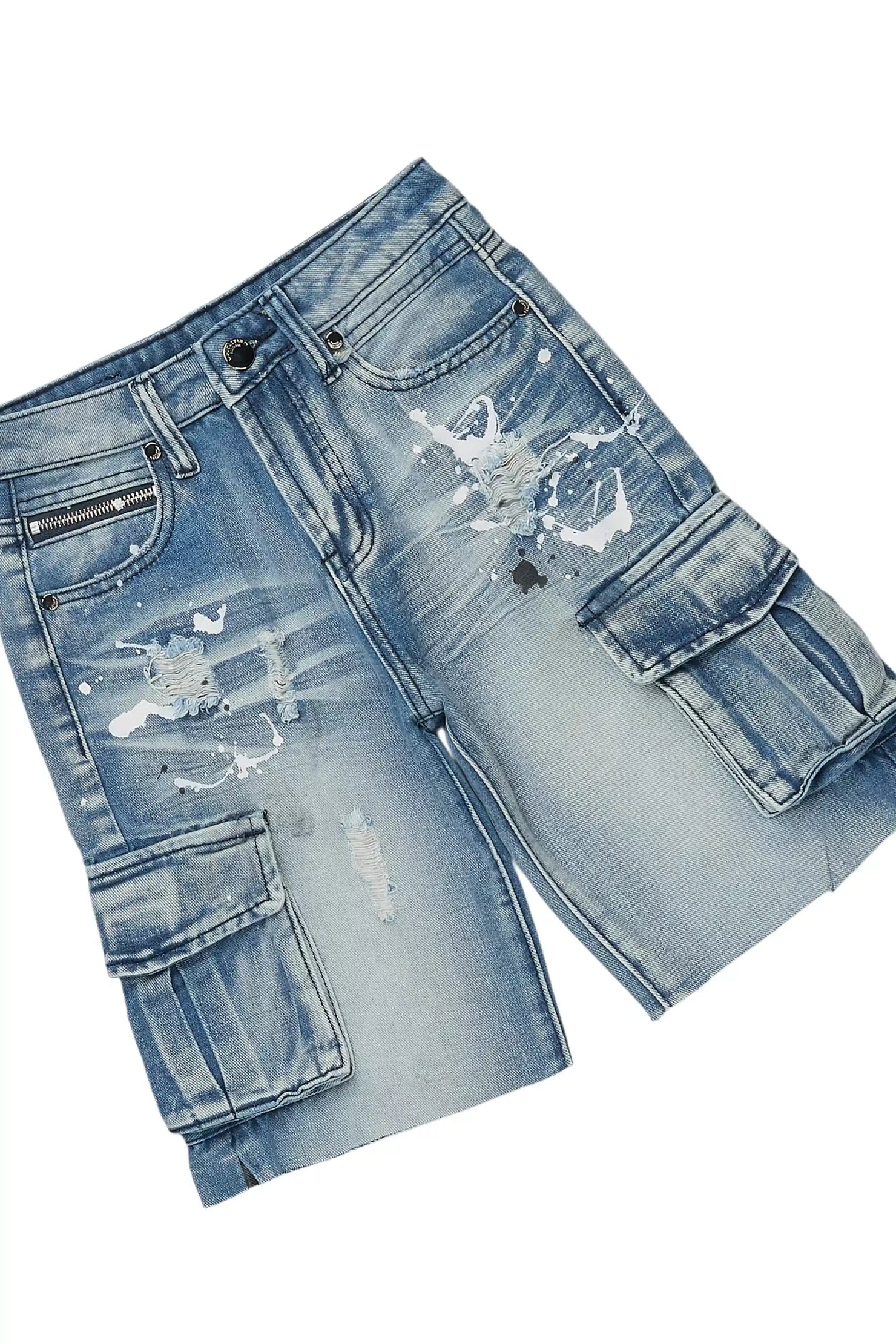 Boys Amos Royal/White T-Shirt/Denim Short Set