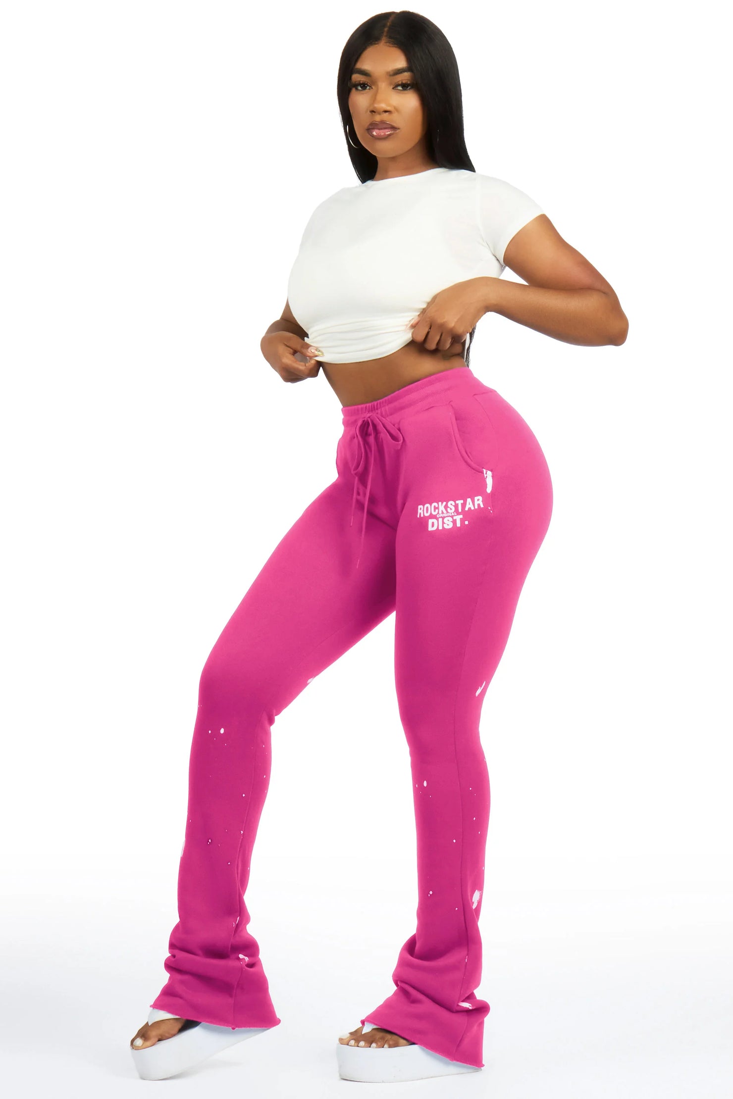 Nylia Fuchsia Super Stacked Track Pant