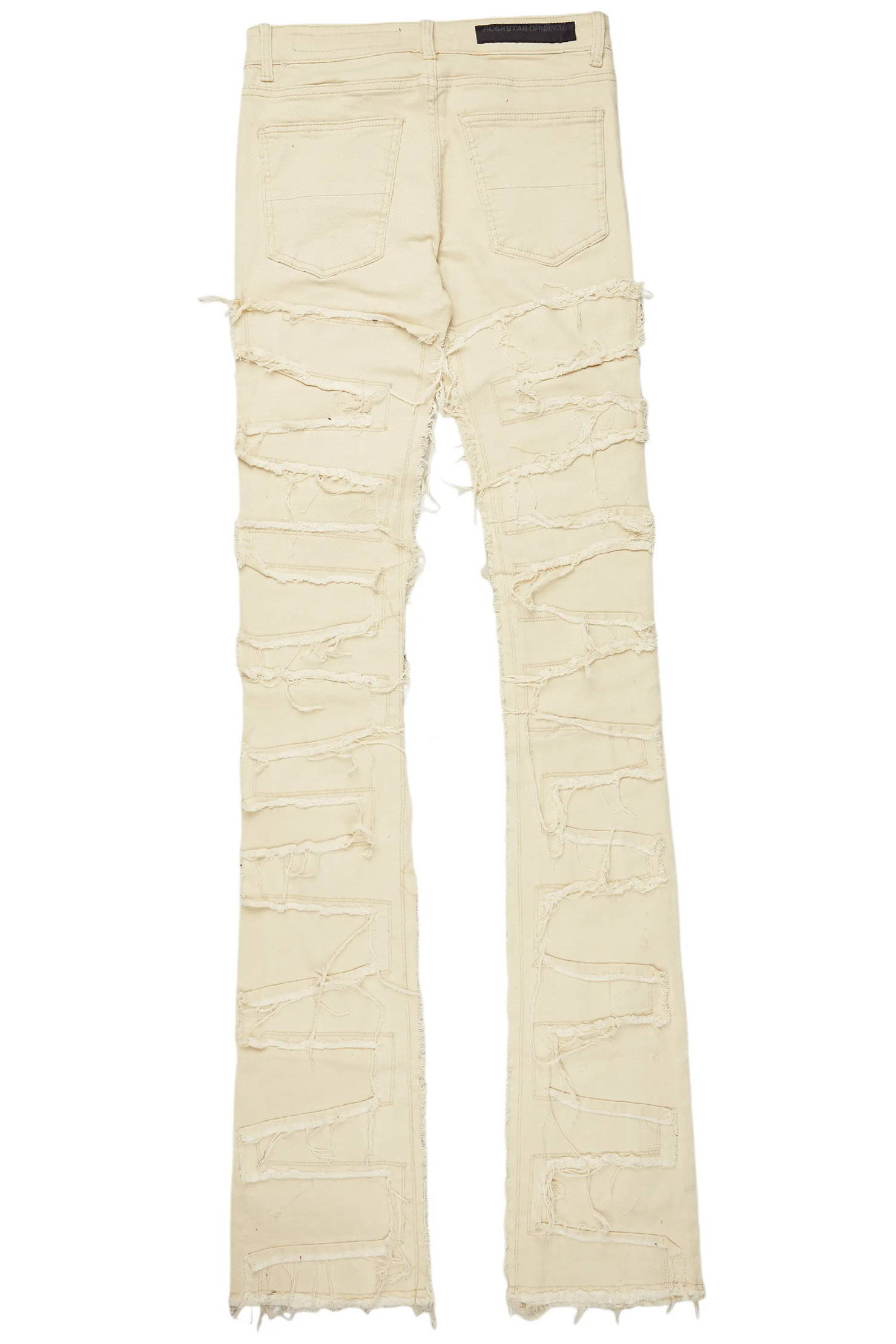 Fallon Beige Painter Super Stacked Flare Jean