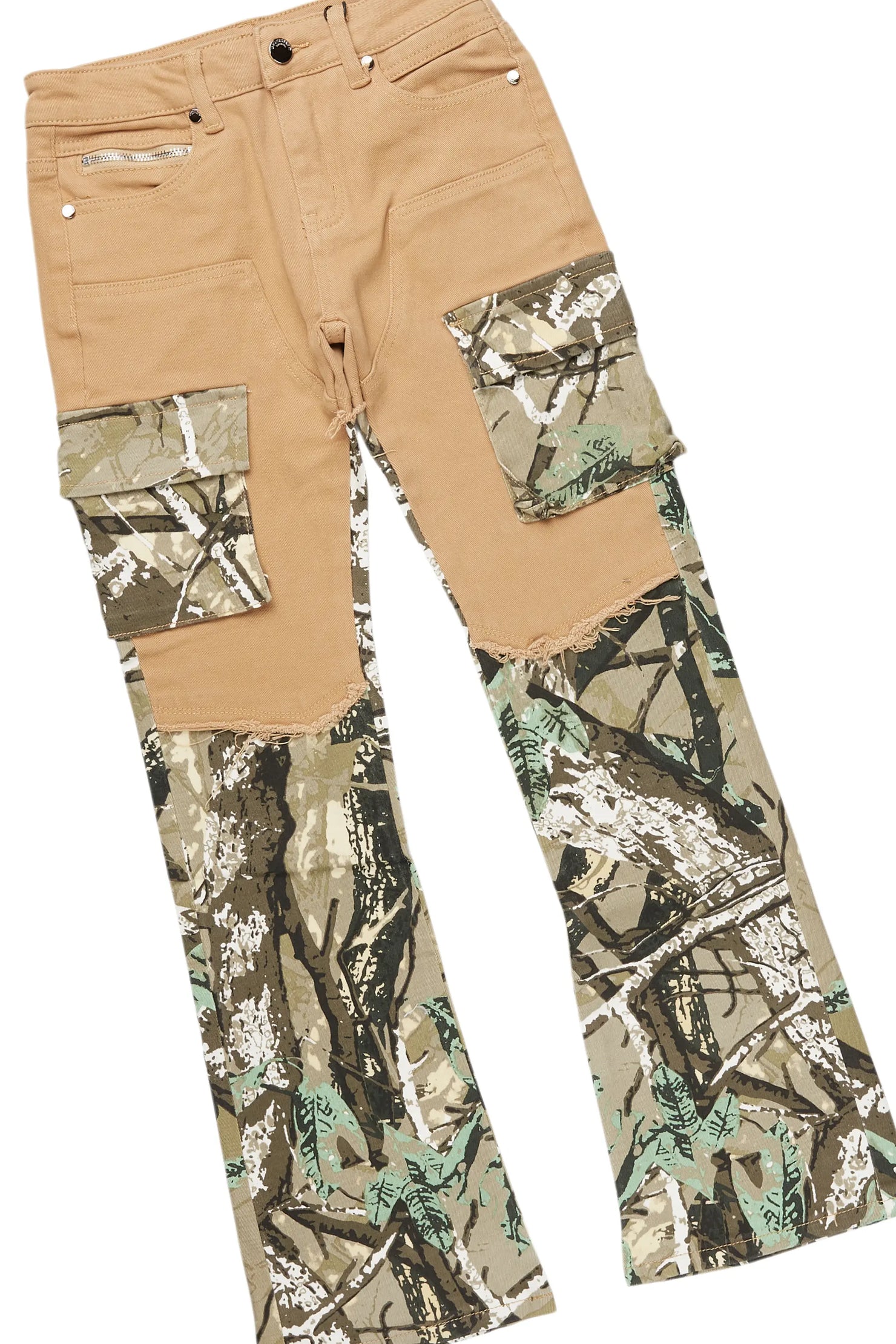 Boys Cabo Vintage Beige Hoodie/Stacked Flare Jean Set