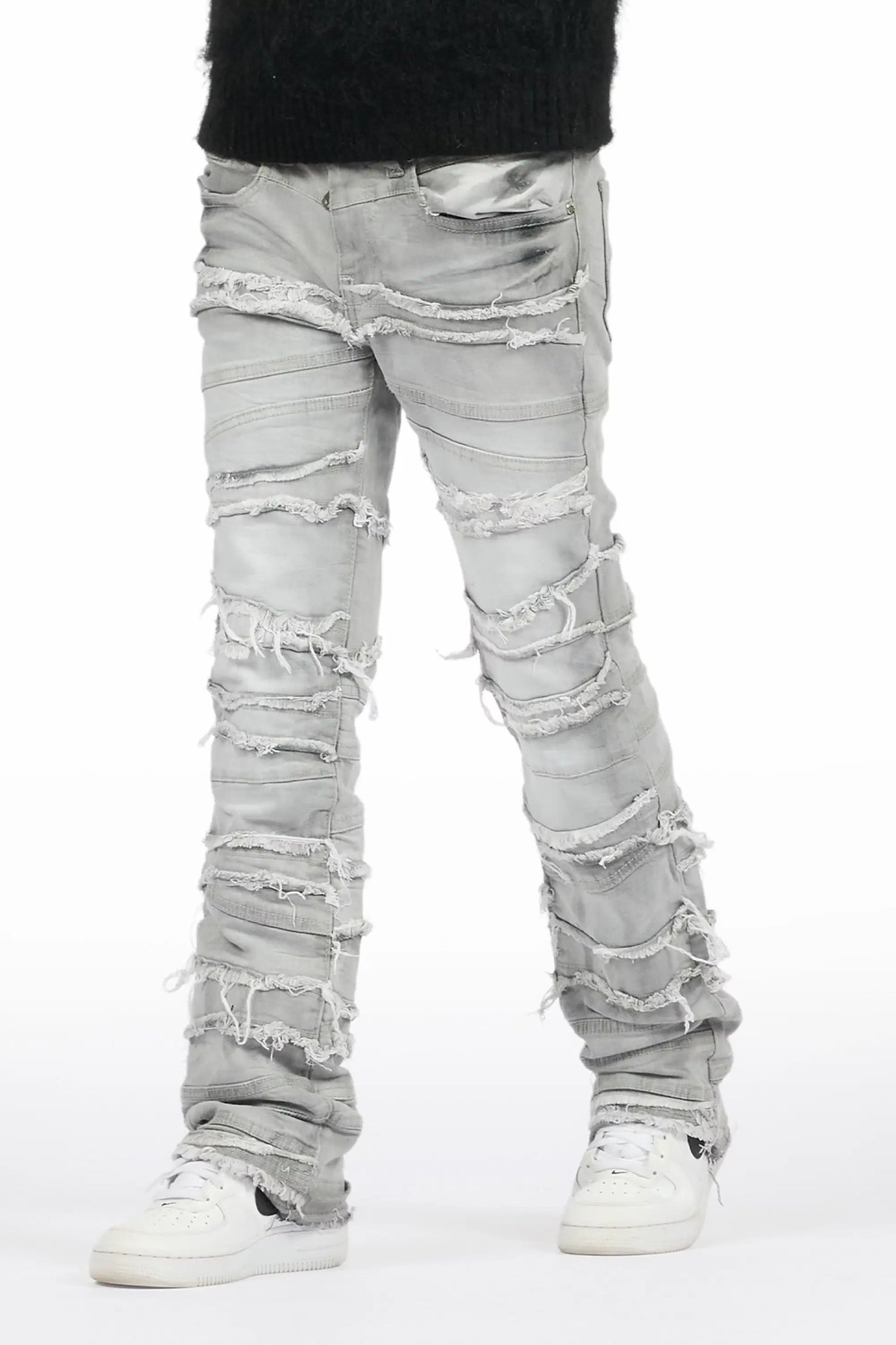 Boys Franko Light Grey Stack Flare Jean