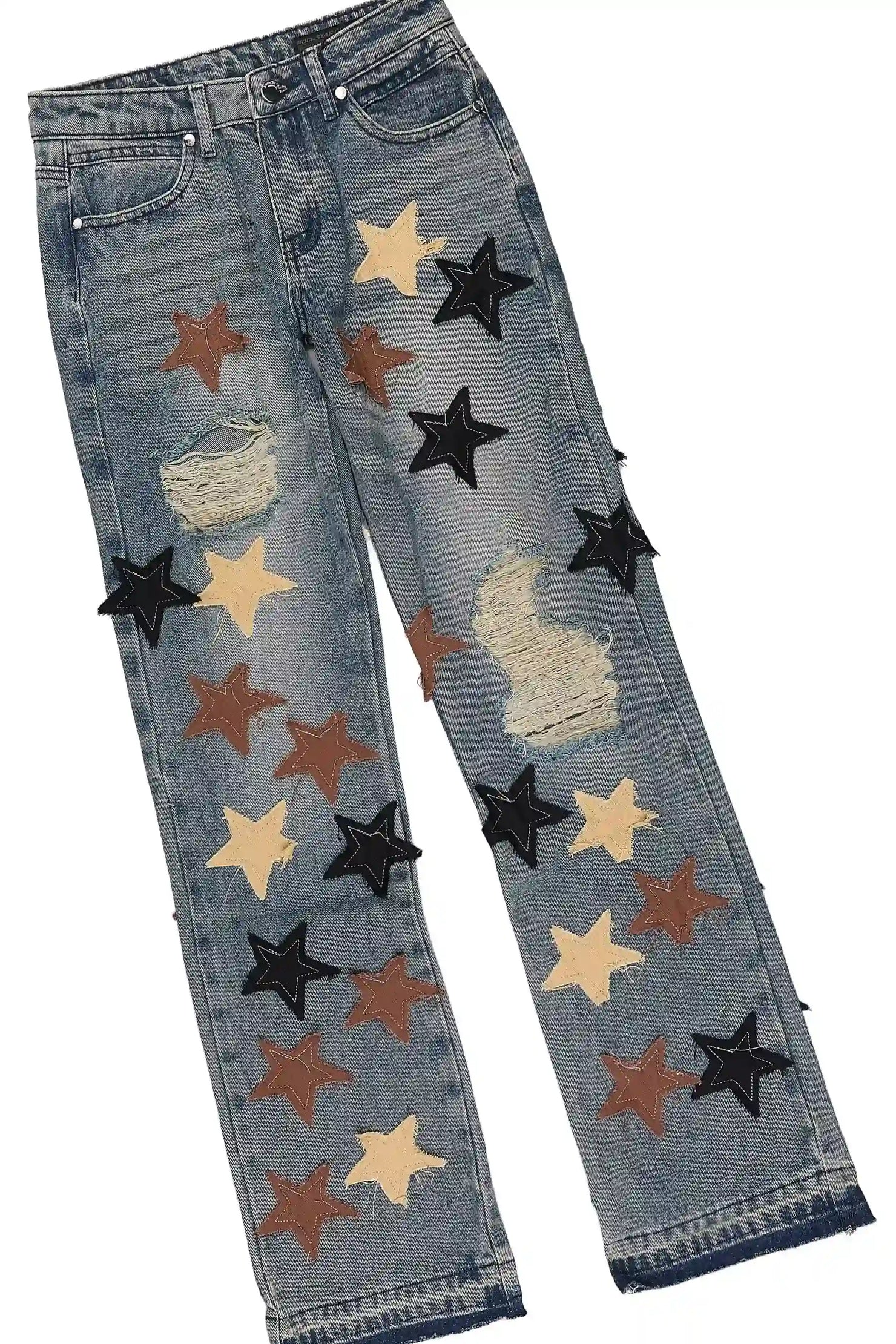 Boys Byson Beige/Tint T-Shirt Patchwork Jean Set