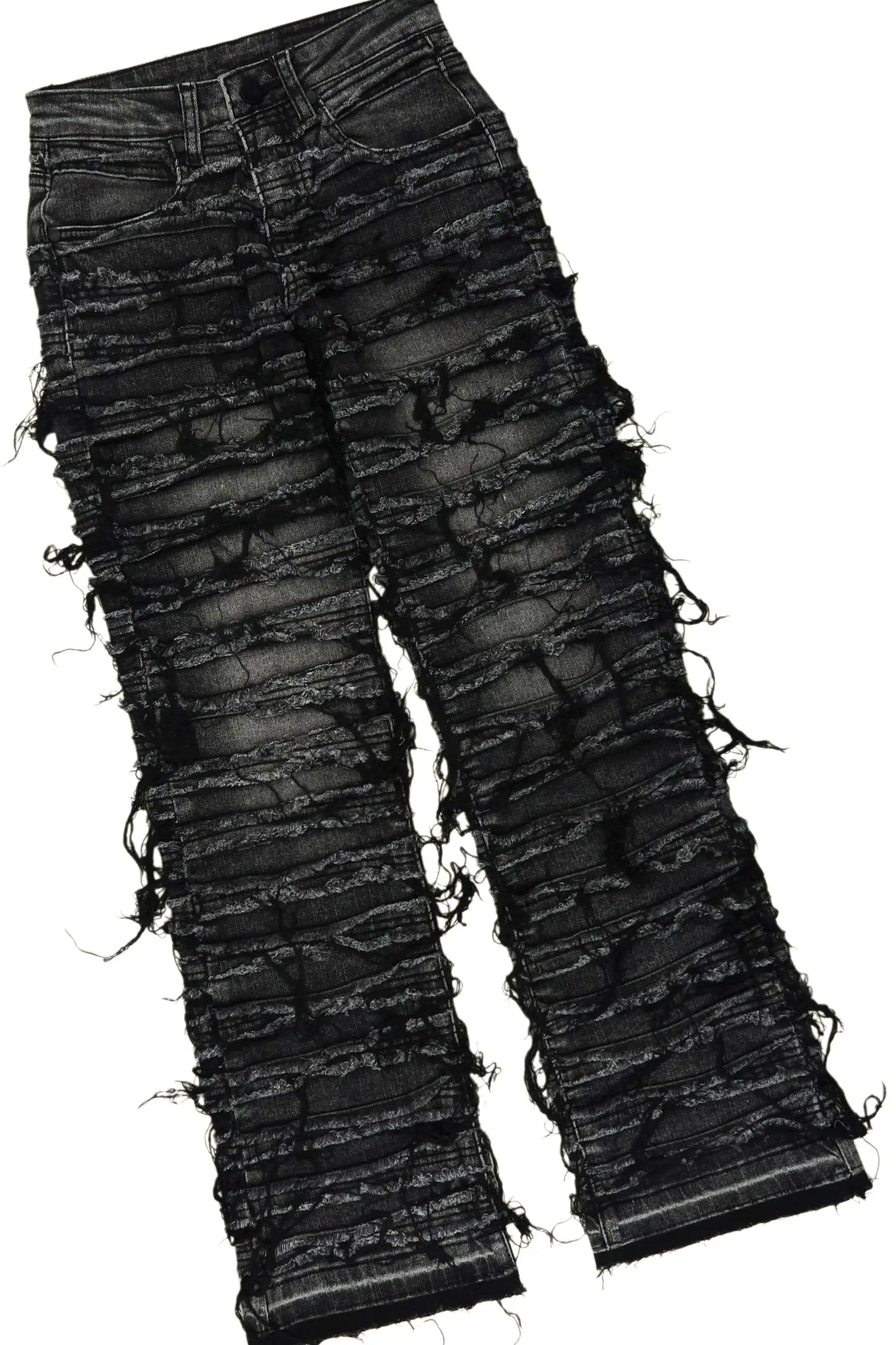 Girls Reese White/Grey T-Shirt Stacked Jean Set