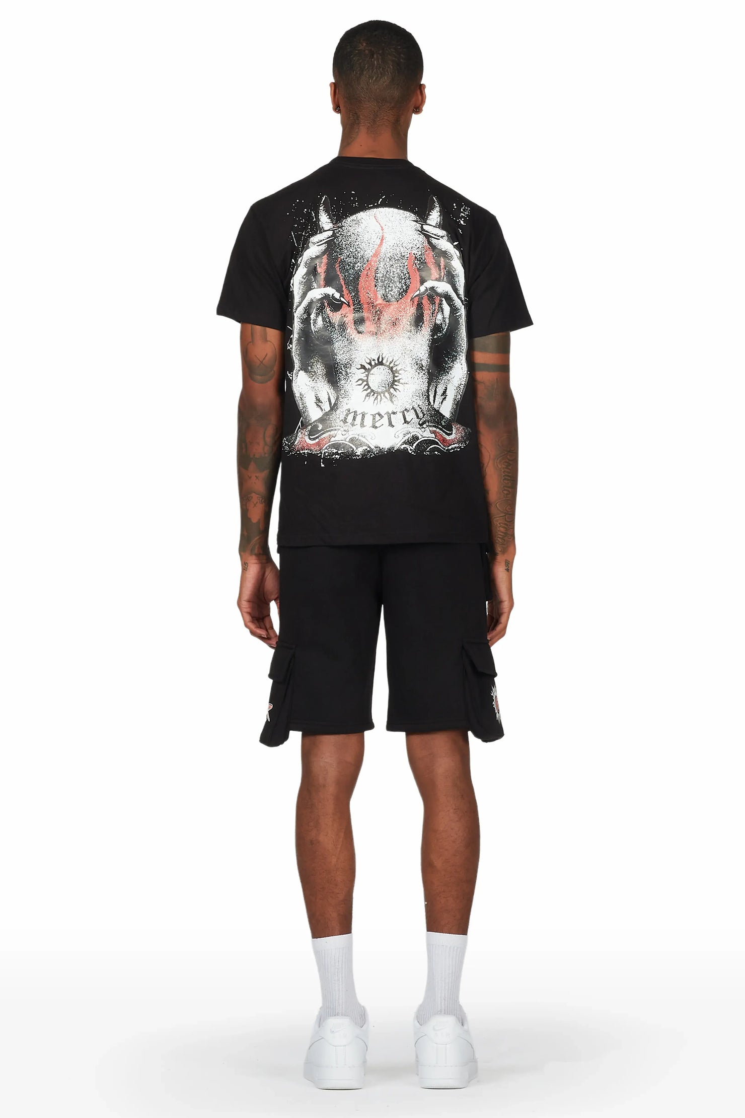 Merci Black T-Shirt Short Set