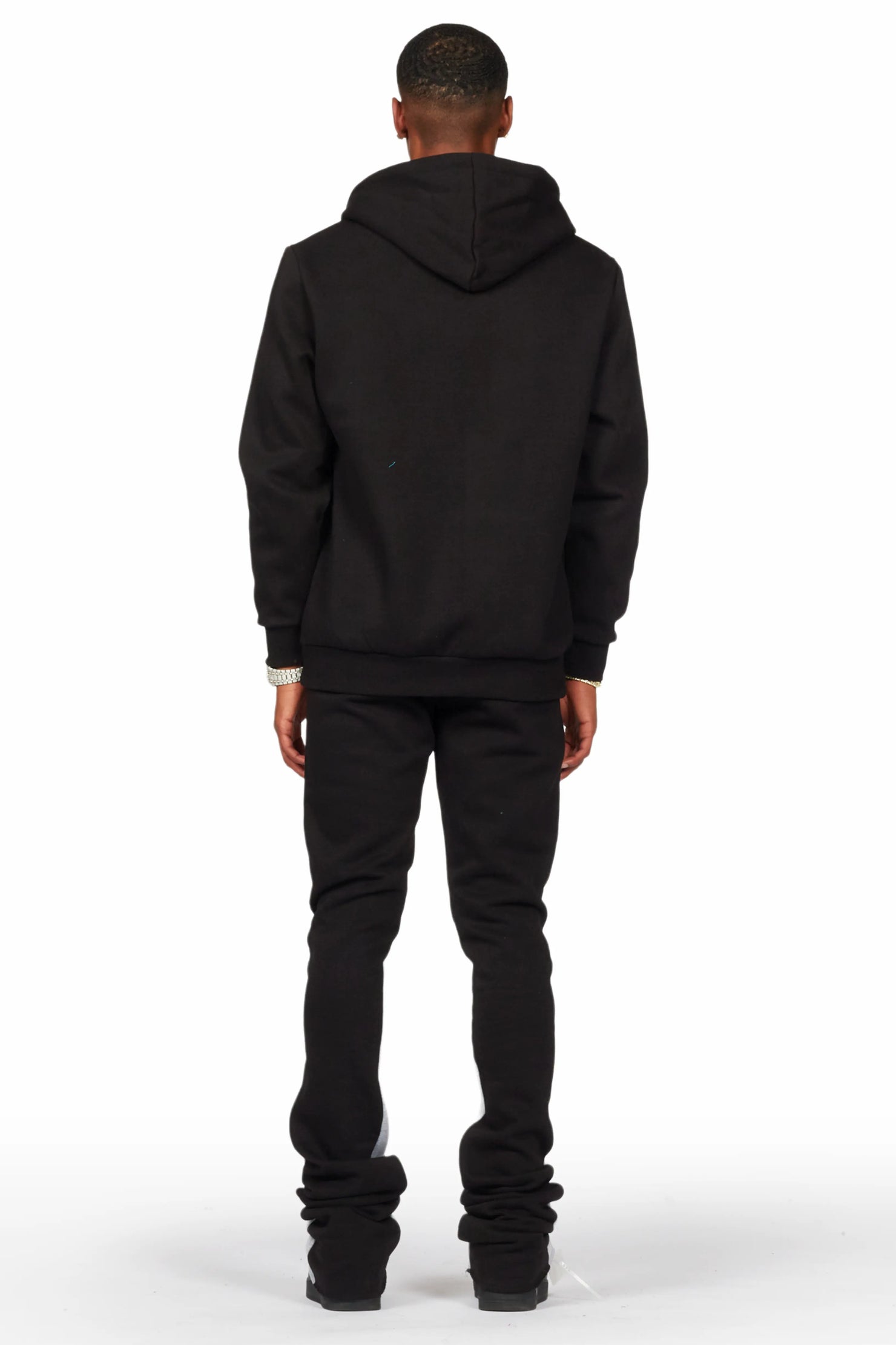 Thierry Black Super Stacked Flare Track Pant Set