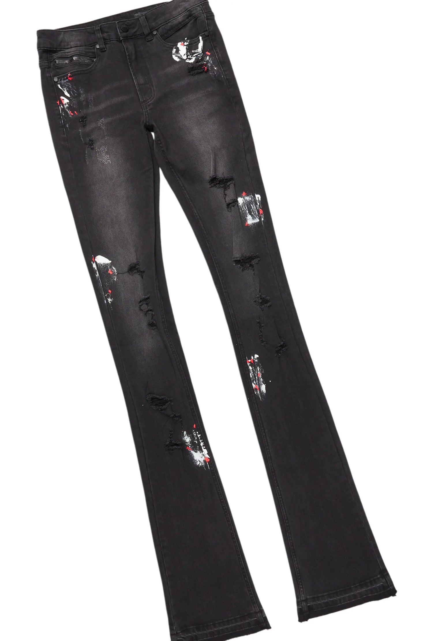 Wizzurd Red Mohair Hoodie/Super Stacked Flare Jean Bundle