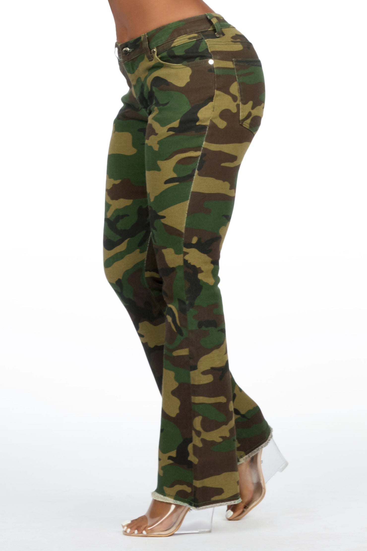 Tiriea Camo Low Rise Stretch Bootcut Jean