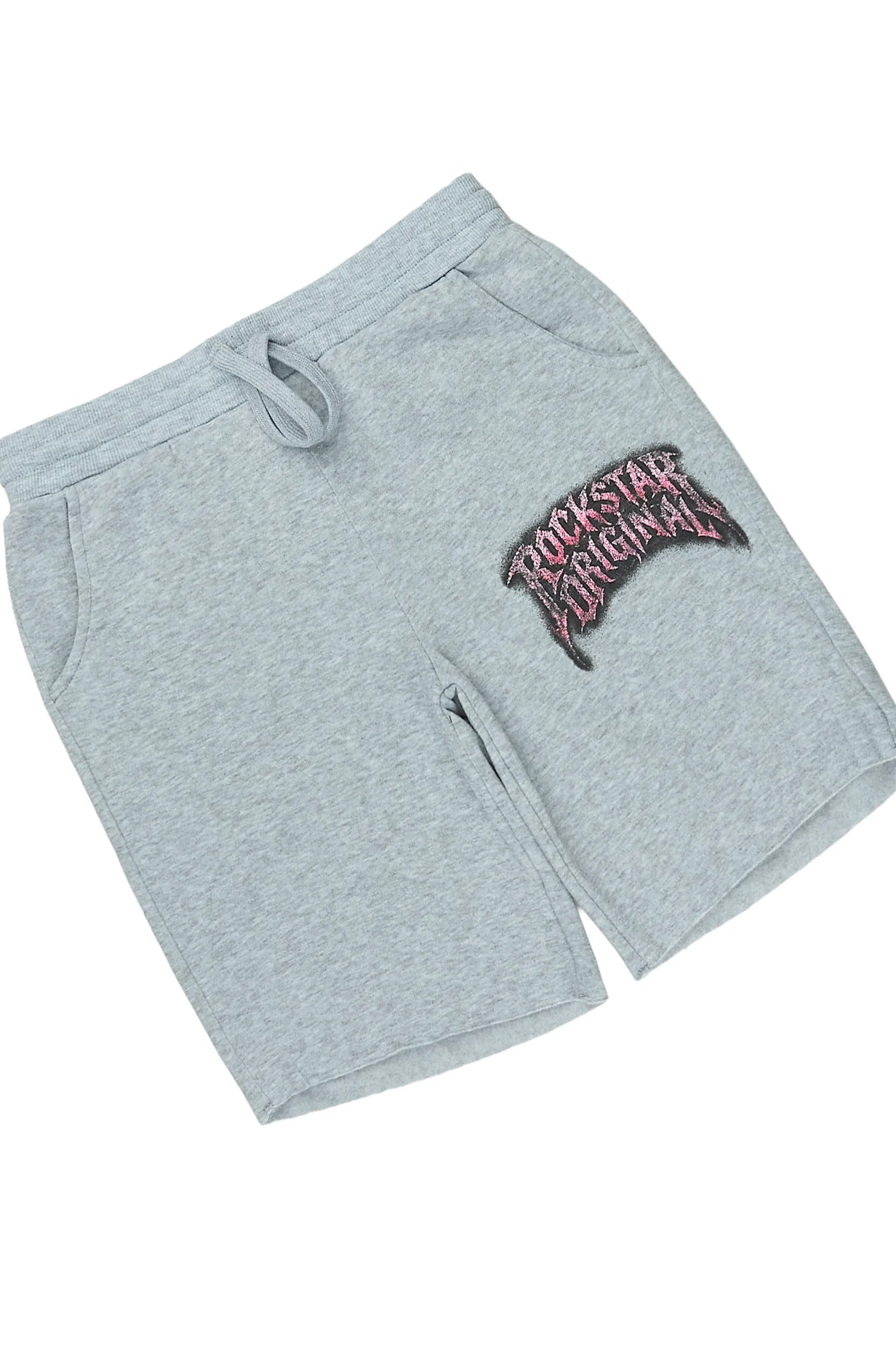 Girls Kavera Heather Grey Graphic Hoodie Short Set