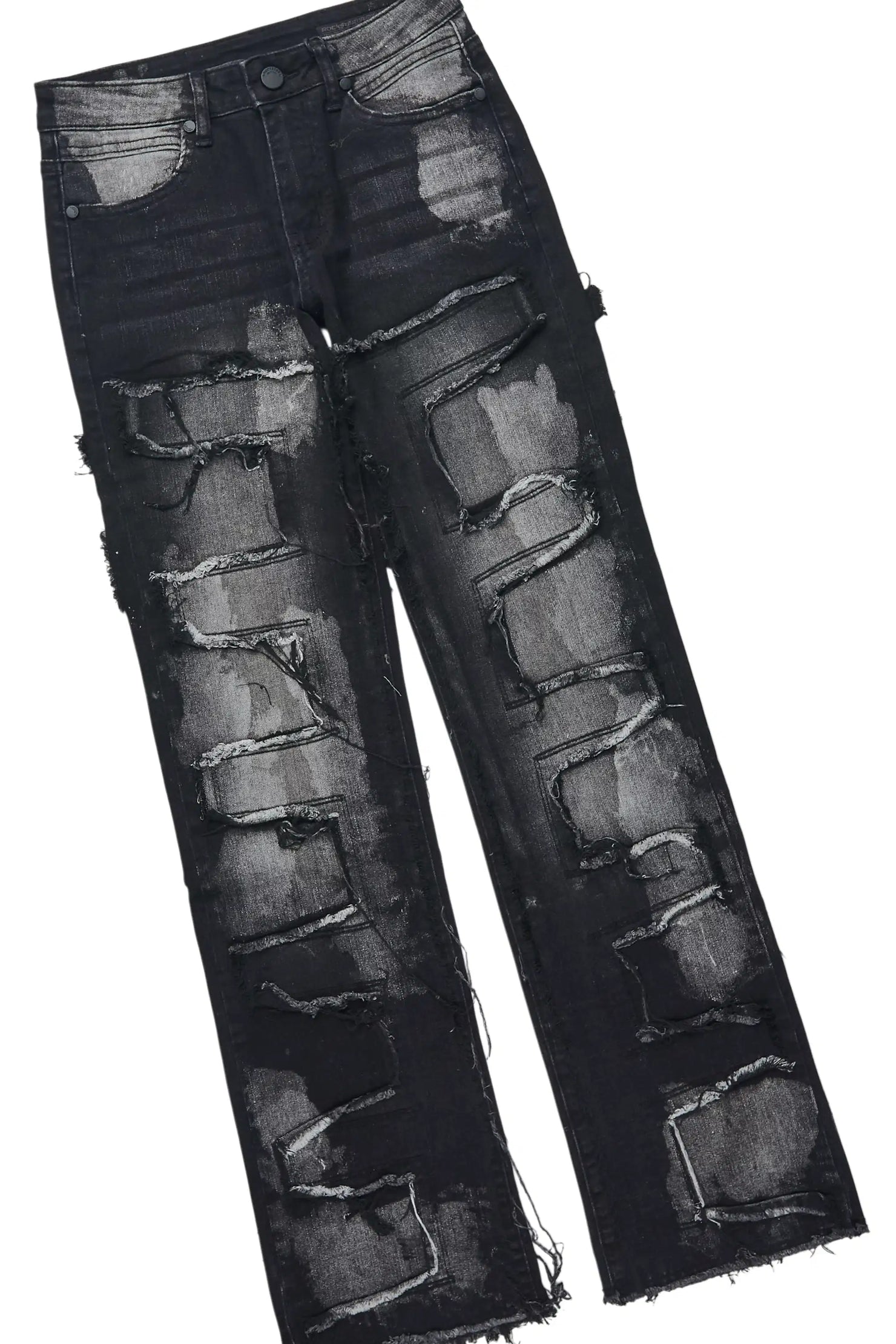 Boys Fields Black Double Layer L/S & Laban Black Bleach Stacked Jean Set