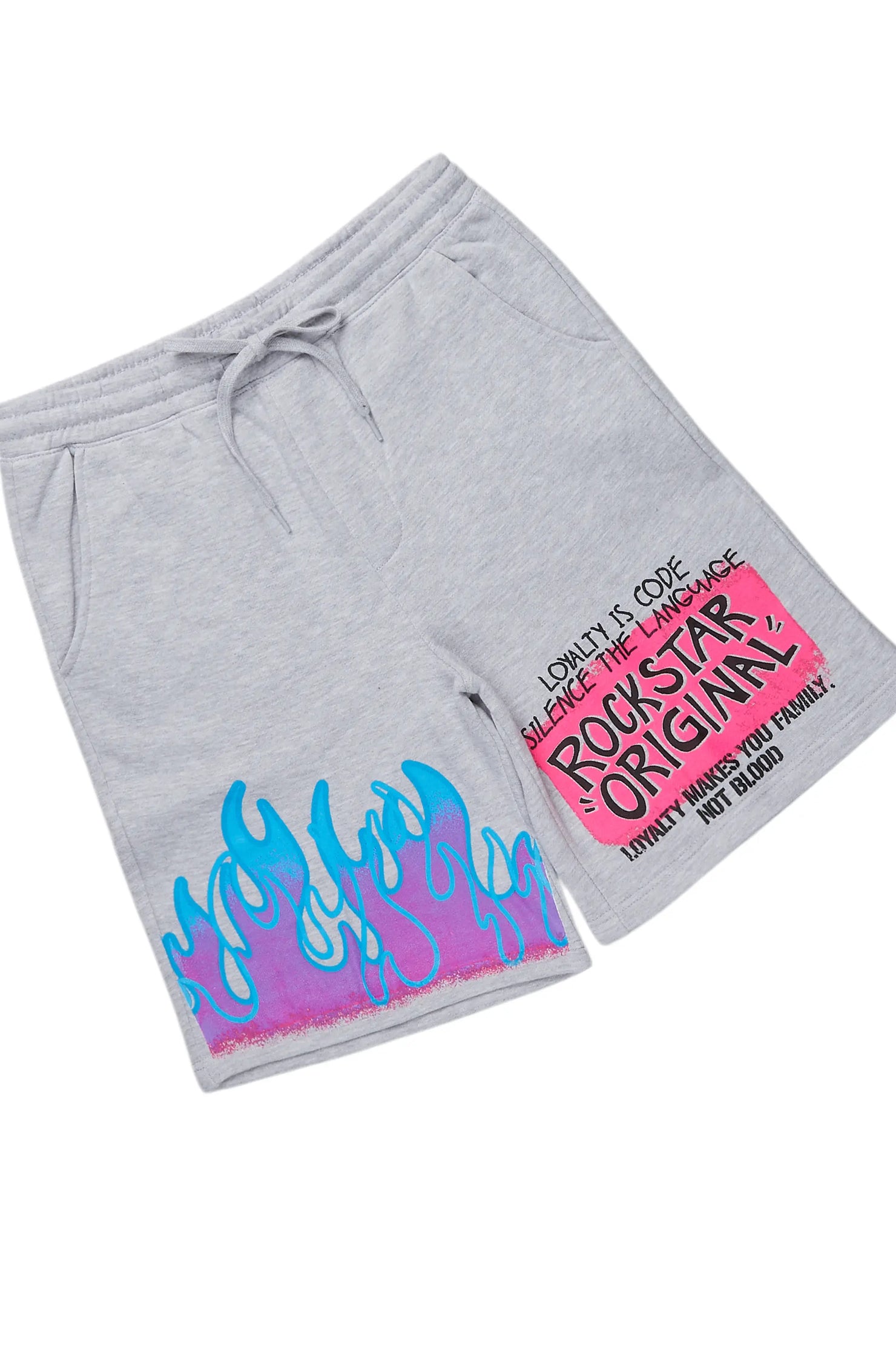 Beno White/Grey Long Sleeve T-Shirt Short Set