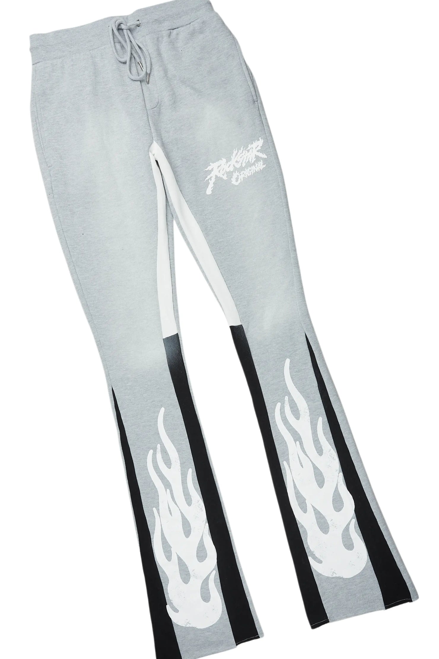 Bubble Heather Grey Stacked Flare Hoodie Track Set