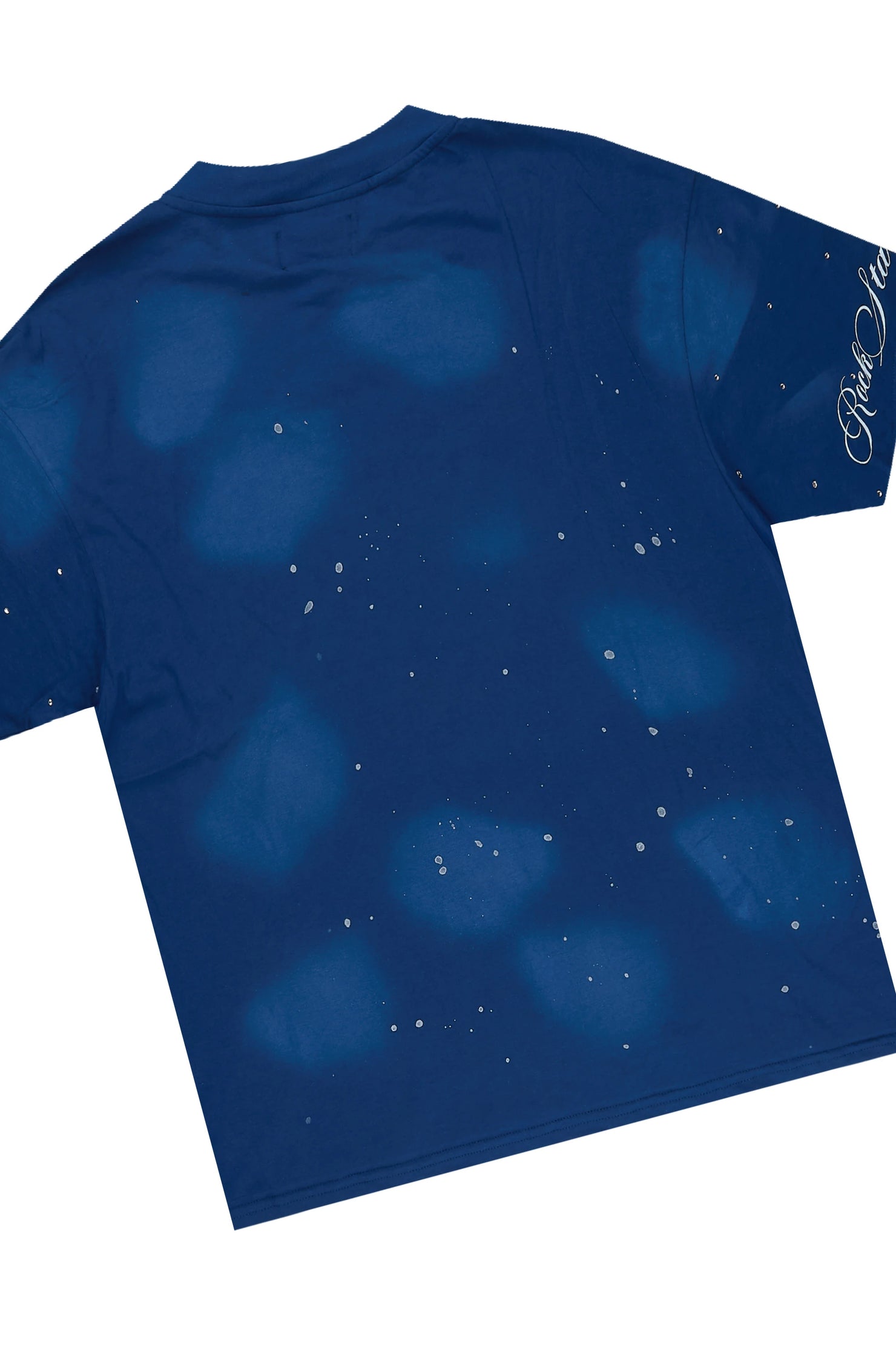 Dripped Navy Rhinestone T-Shirt/Short Set
