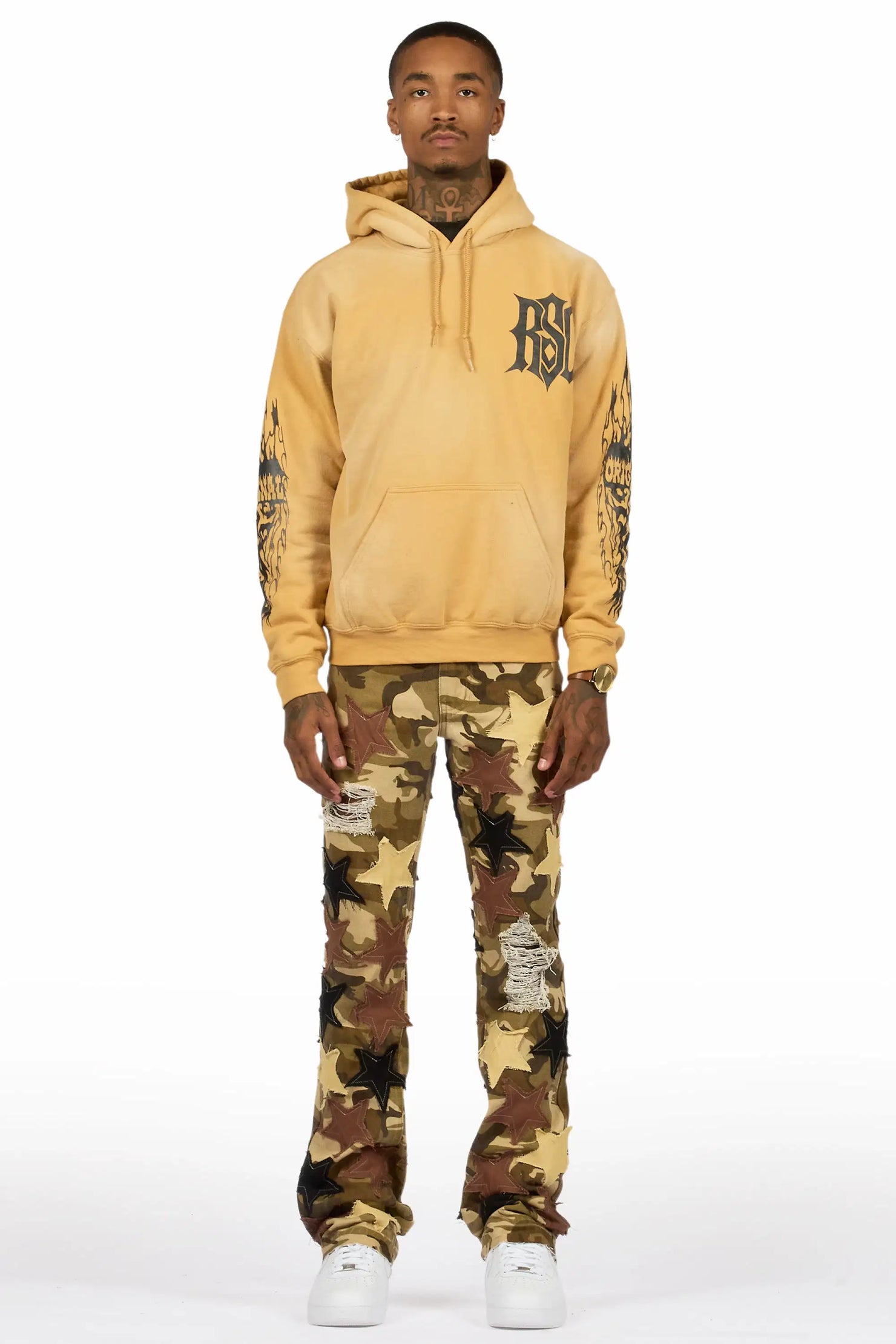 StarLane Brown Camo Stacked Flare Jean