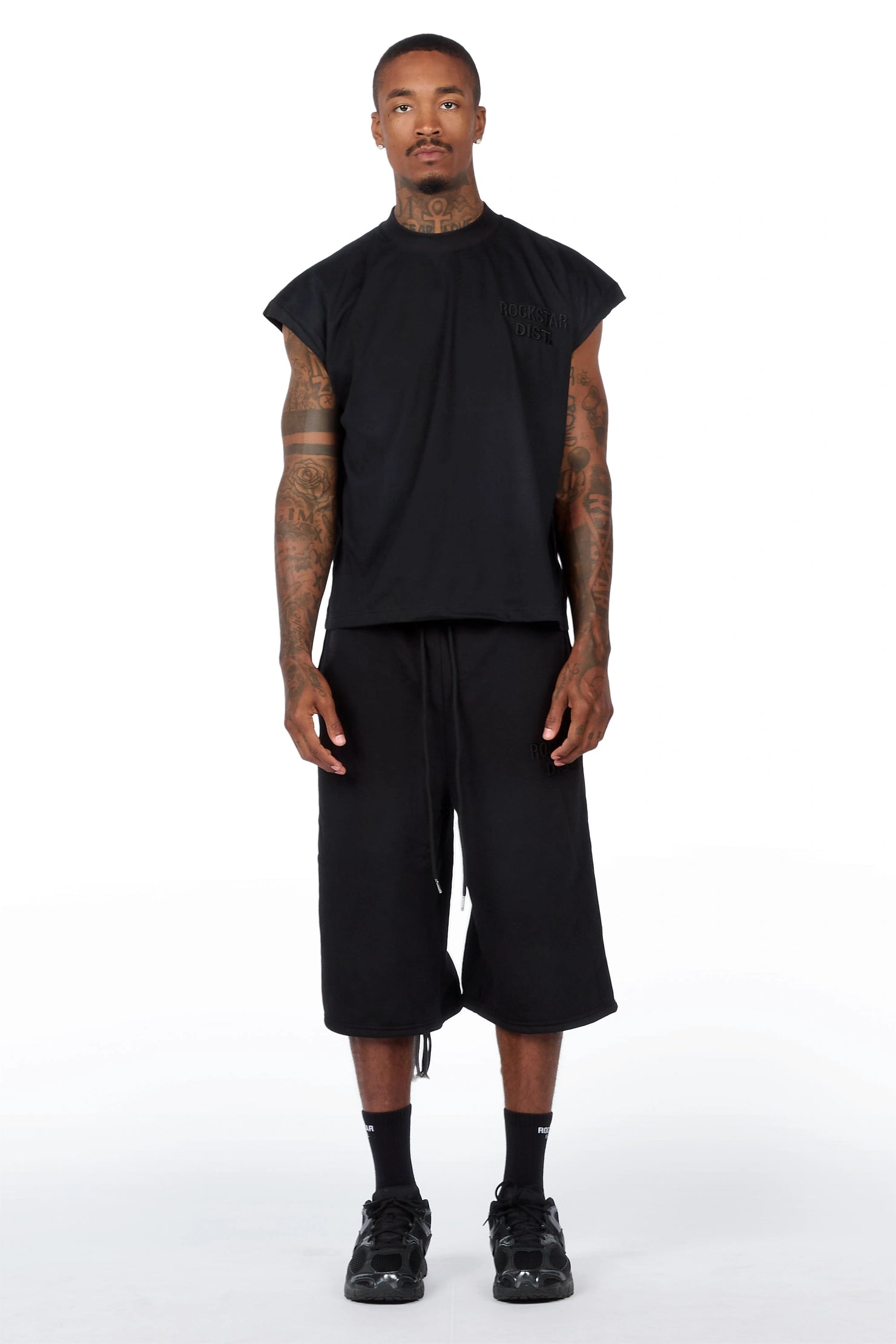 Jolan Black Cut Sleeve T-Shirt/Jort Set