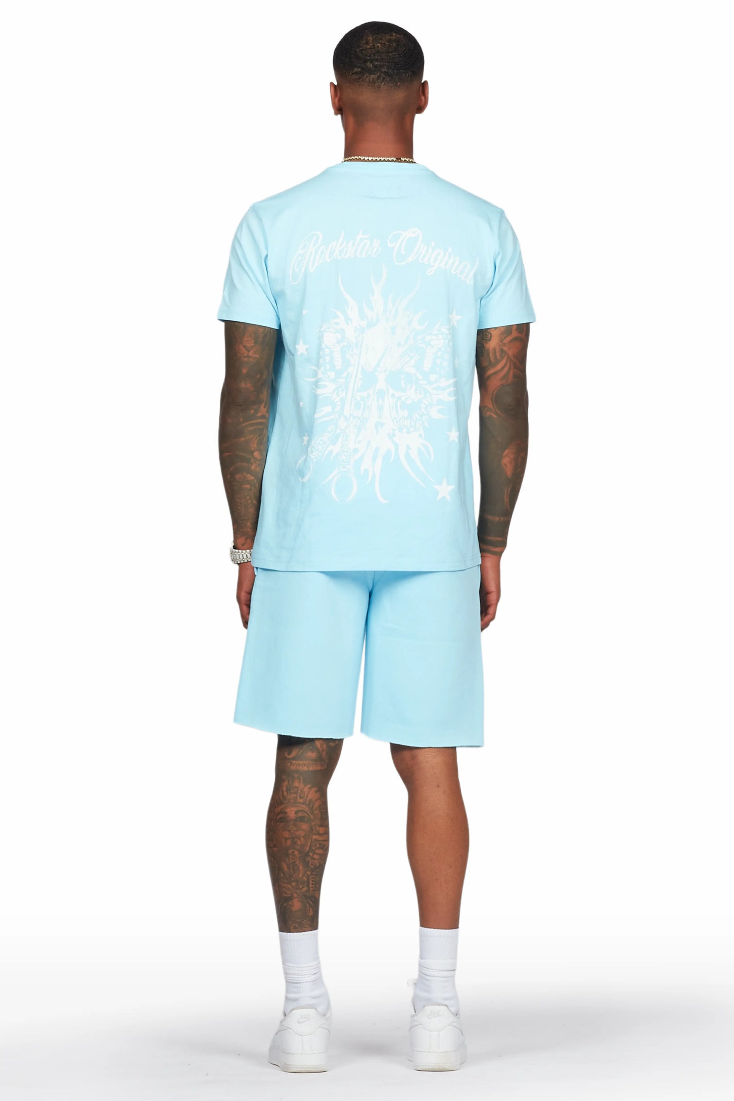 Spiral Baby Blue T-Shirt Short Set