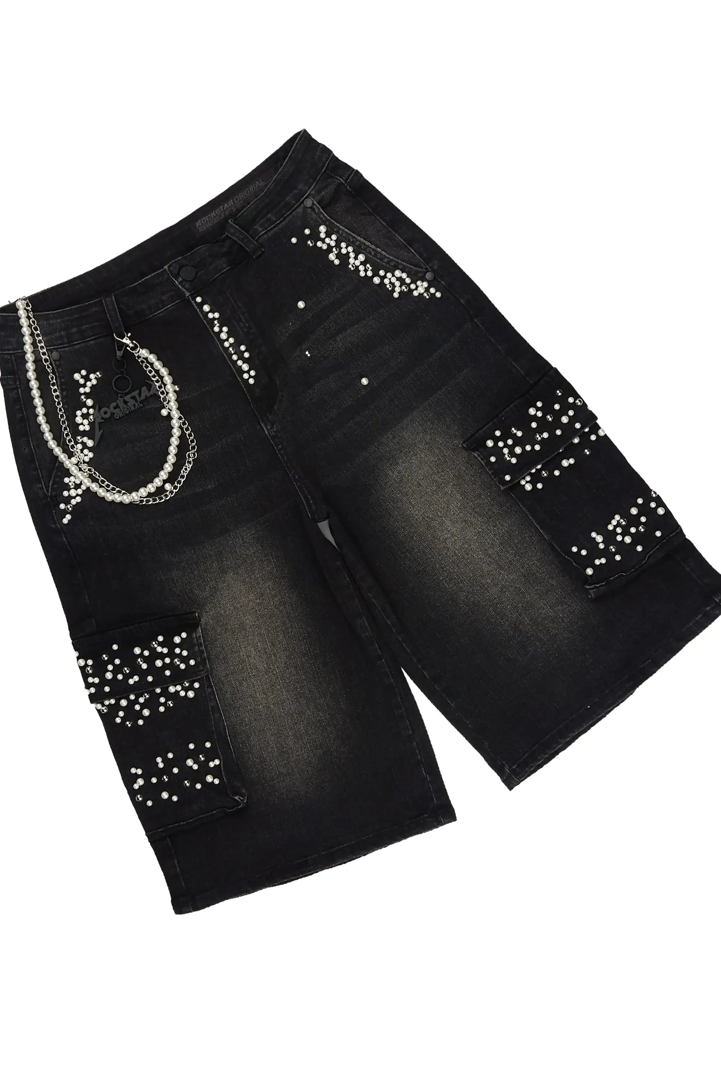 Teo Black Rhinestone T-Shirt Denim Jort Set