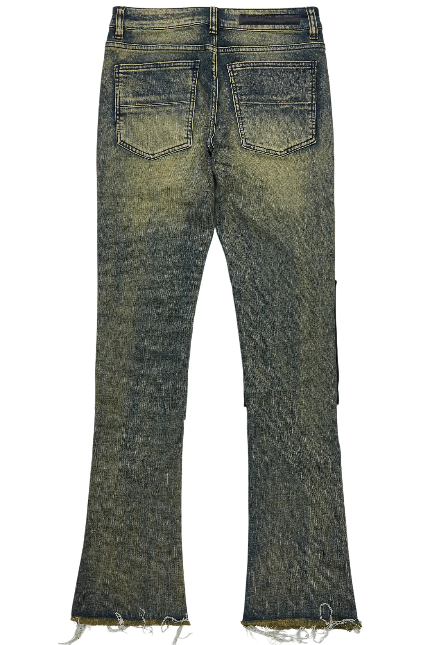 Vadim Blue Patchwork Stacked Flare Jean