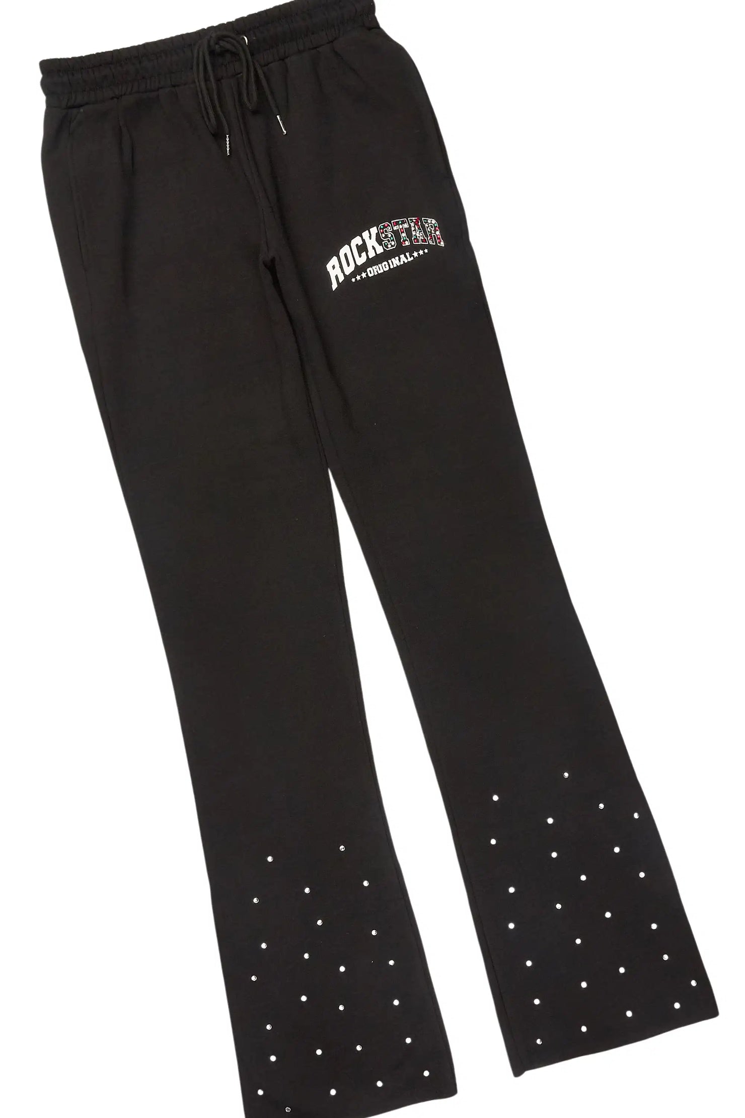 Otik Black Rhinestone Hoodie Baggy Fit Pant Track Set