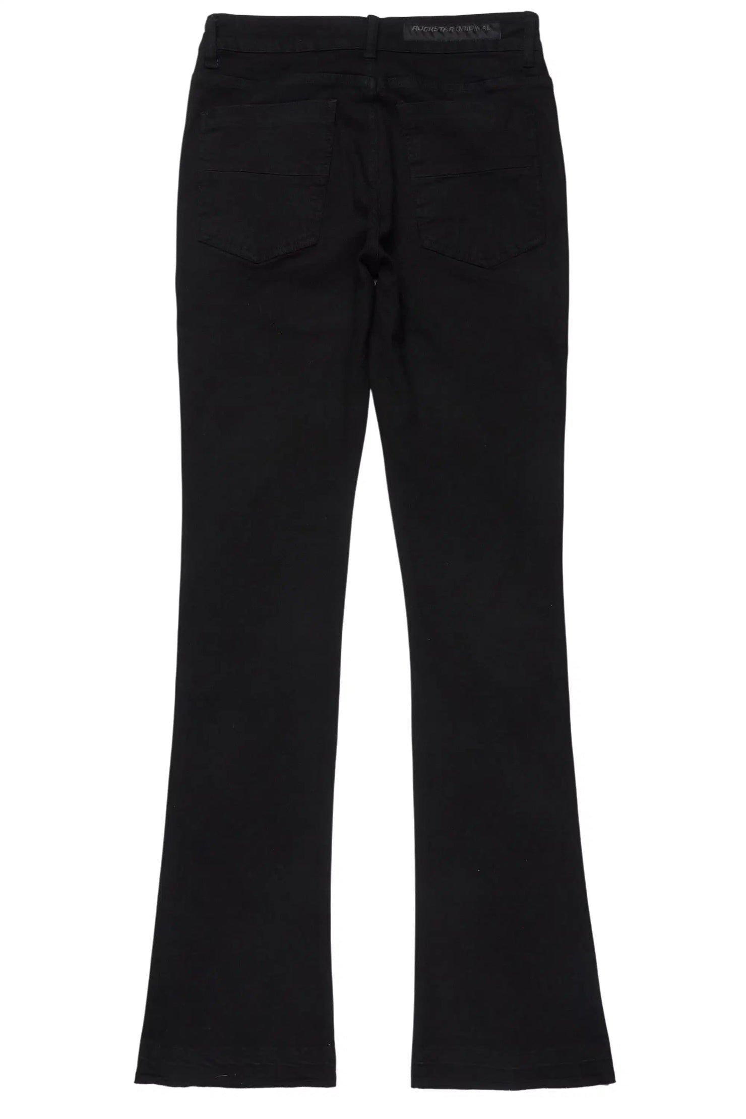 Westy Studded Jet Black Stacked Flare Jean