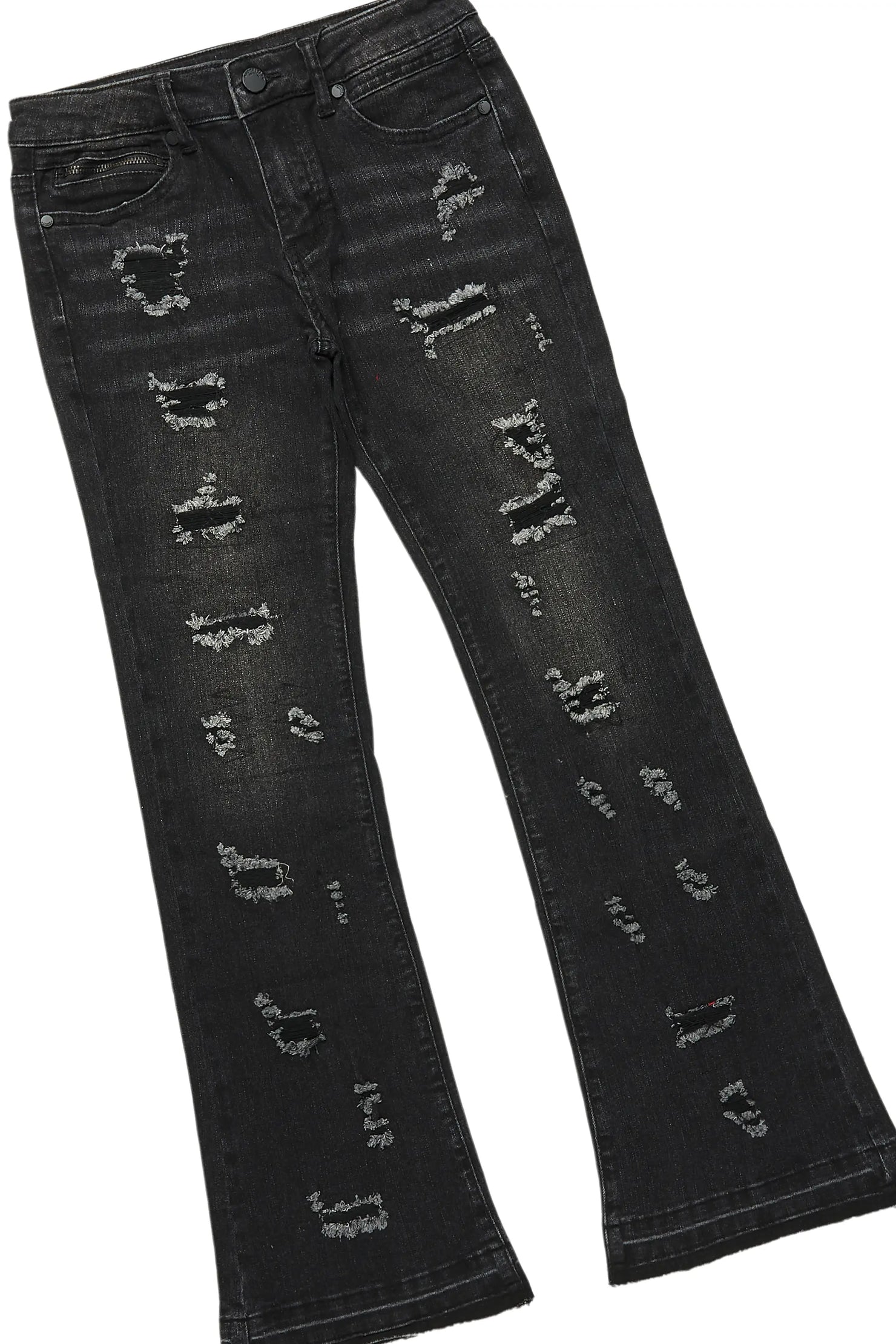 Boys Ezra Red/Black Hoodie/Stacked Flare Jean