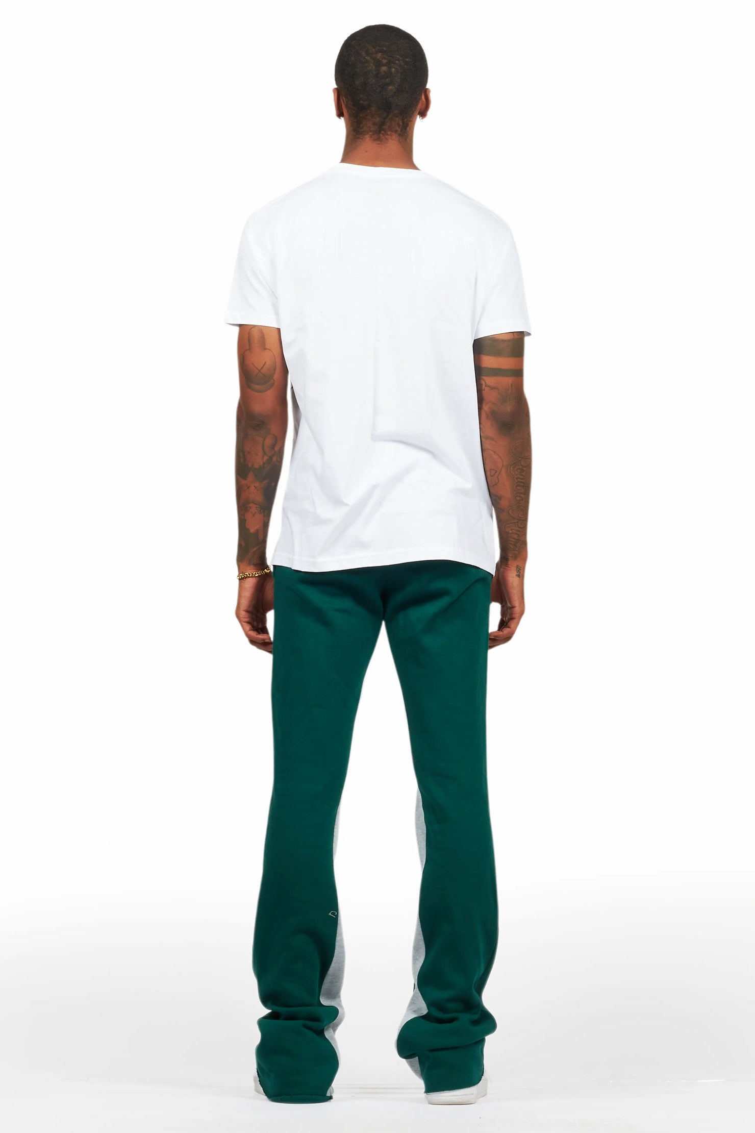 Kastell White/Green T-Shirt/Stacked Baggy Track Pant Set