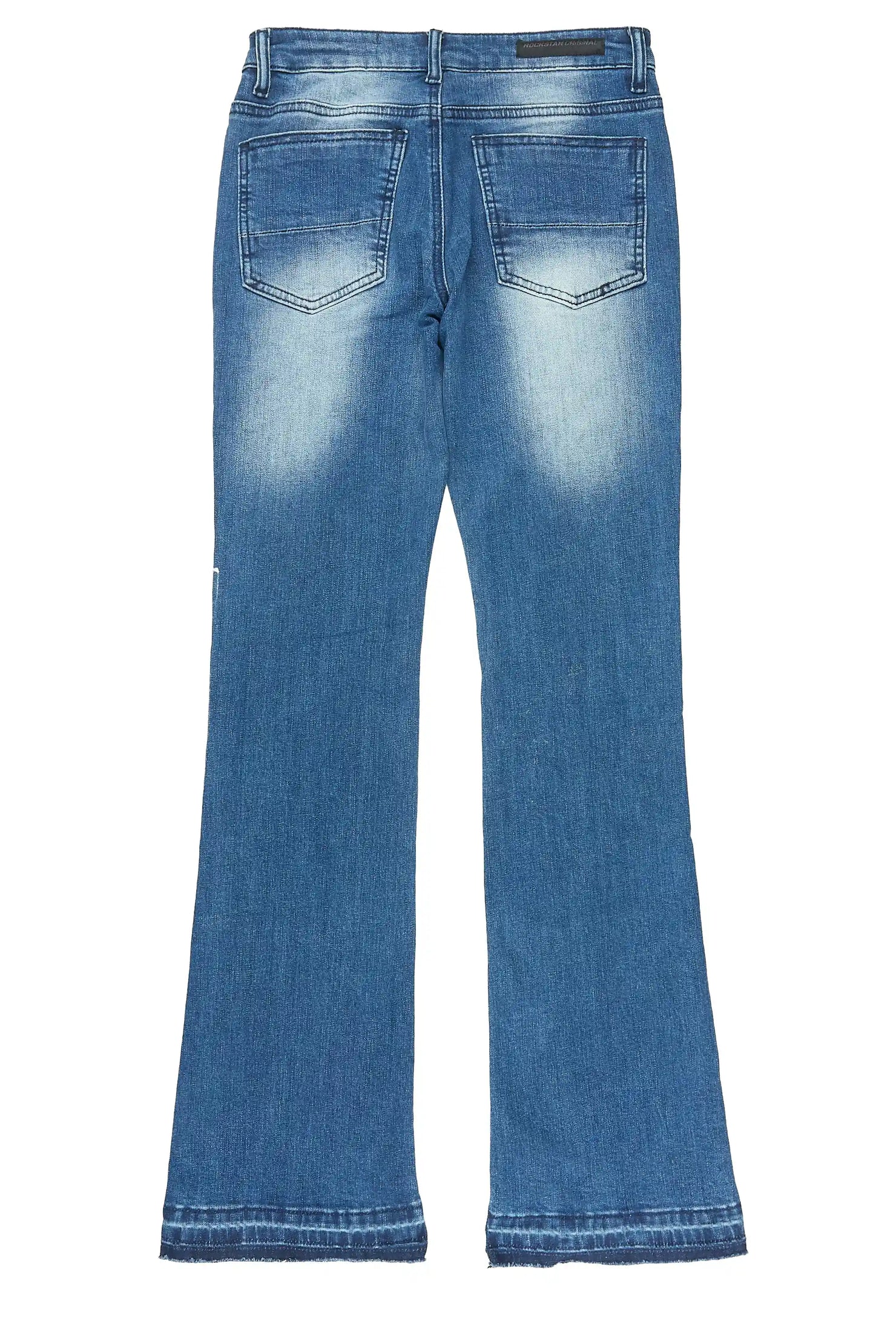 Boys Artur Dark Blue Stacked Flare Jean