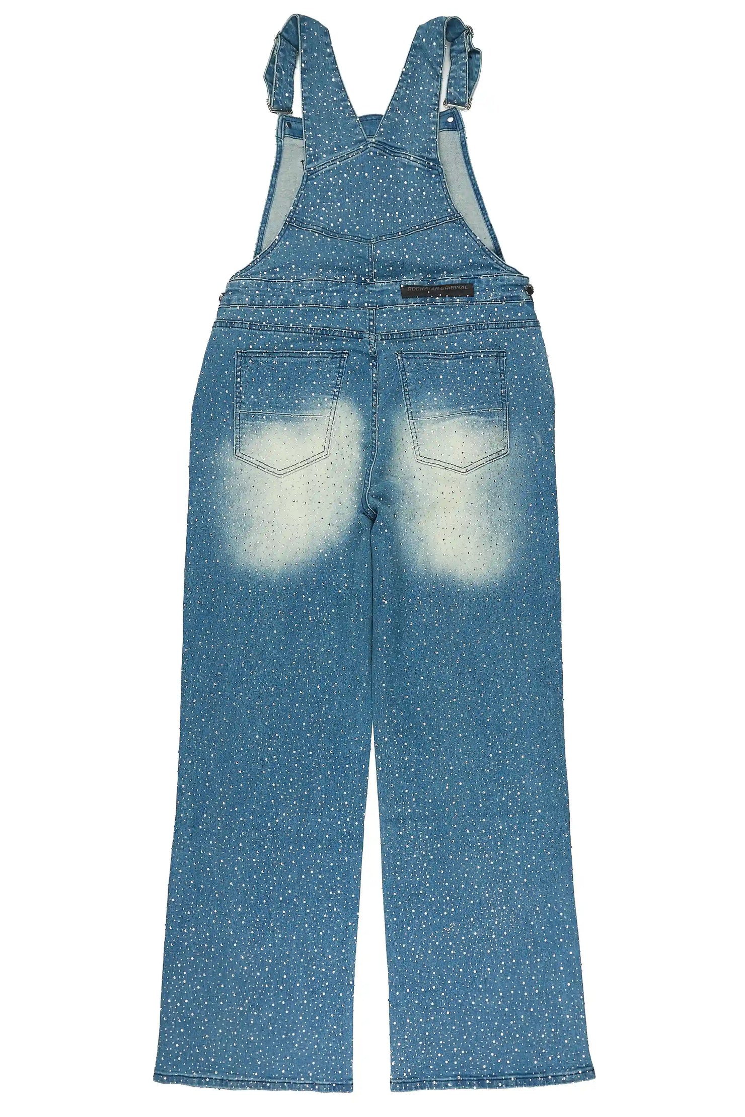 Dezmin Medium Blue Rhinestone Denim Overall