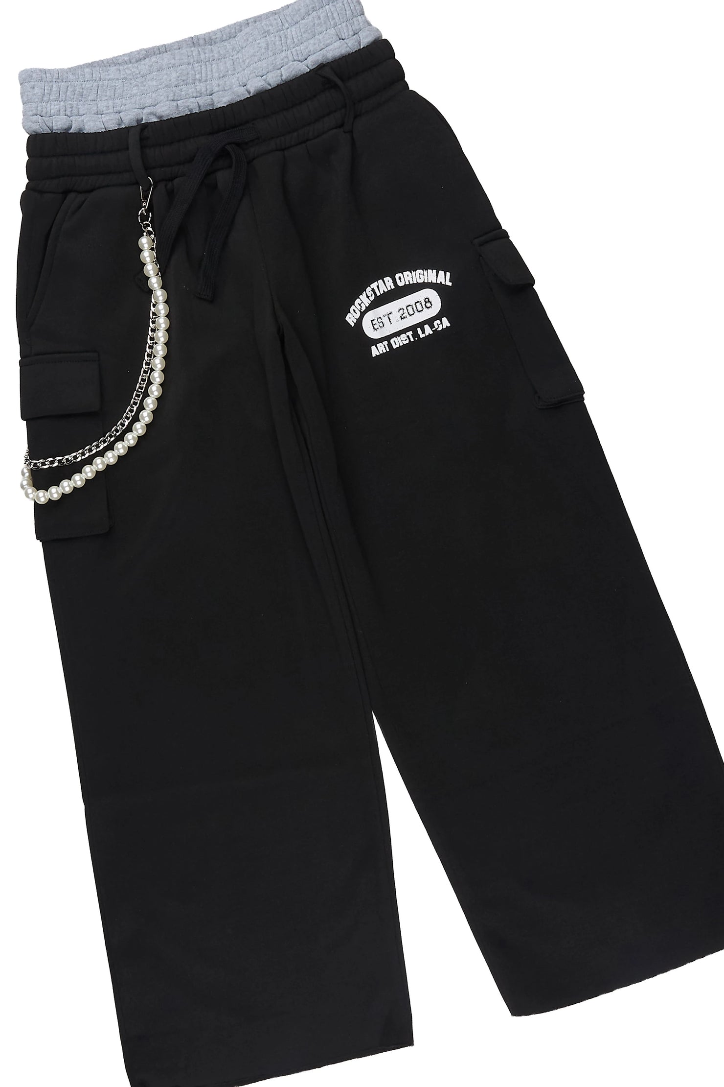 Girls Alexa Black Long Sleeve Shirt Double Waisted Super Baggy Track Set