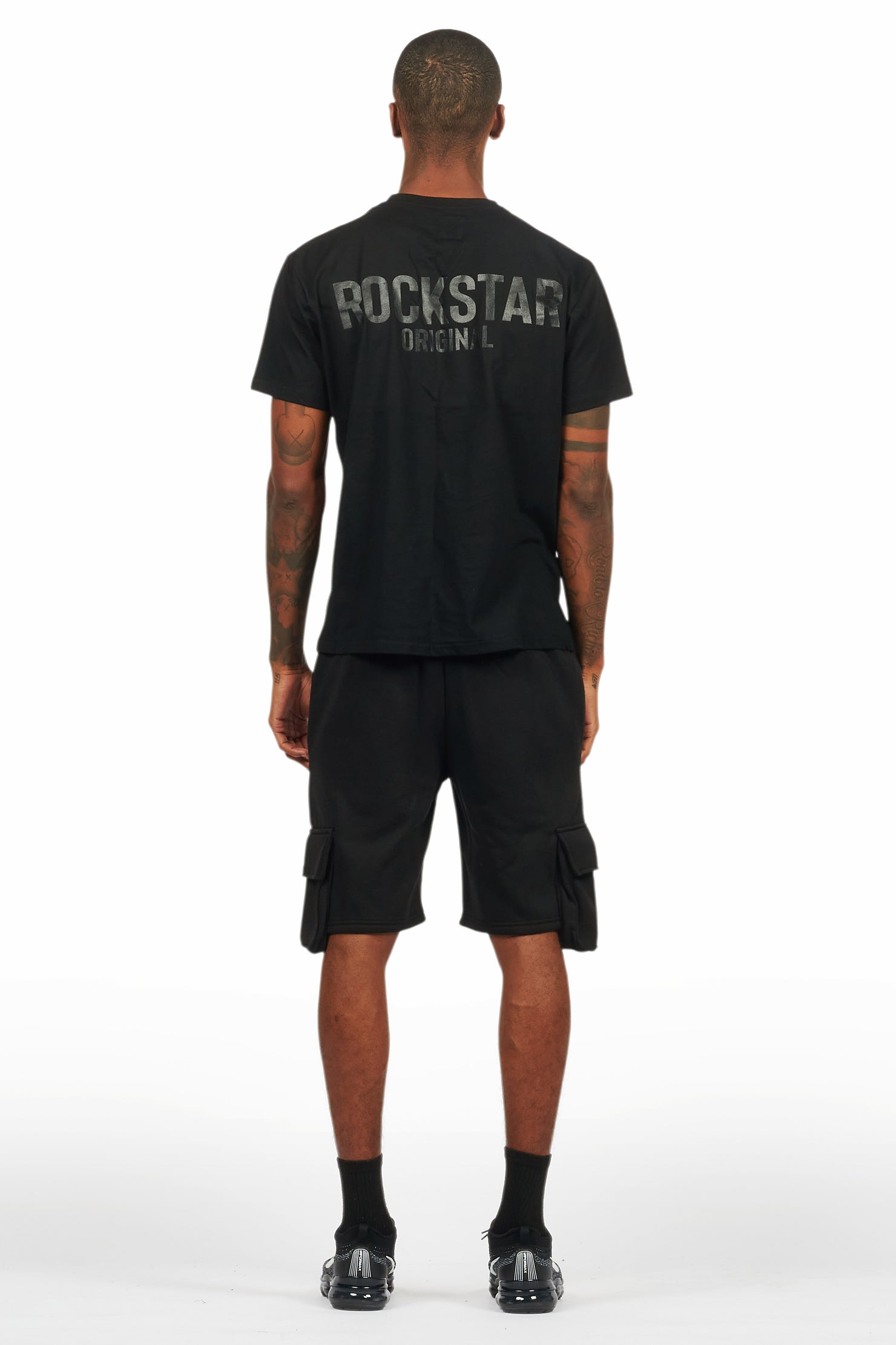 Sana Black/Black T-Shirt Cargo Shorts Set