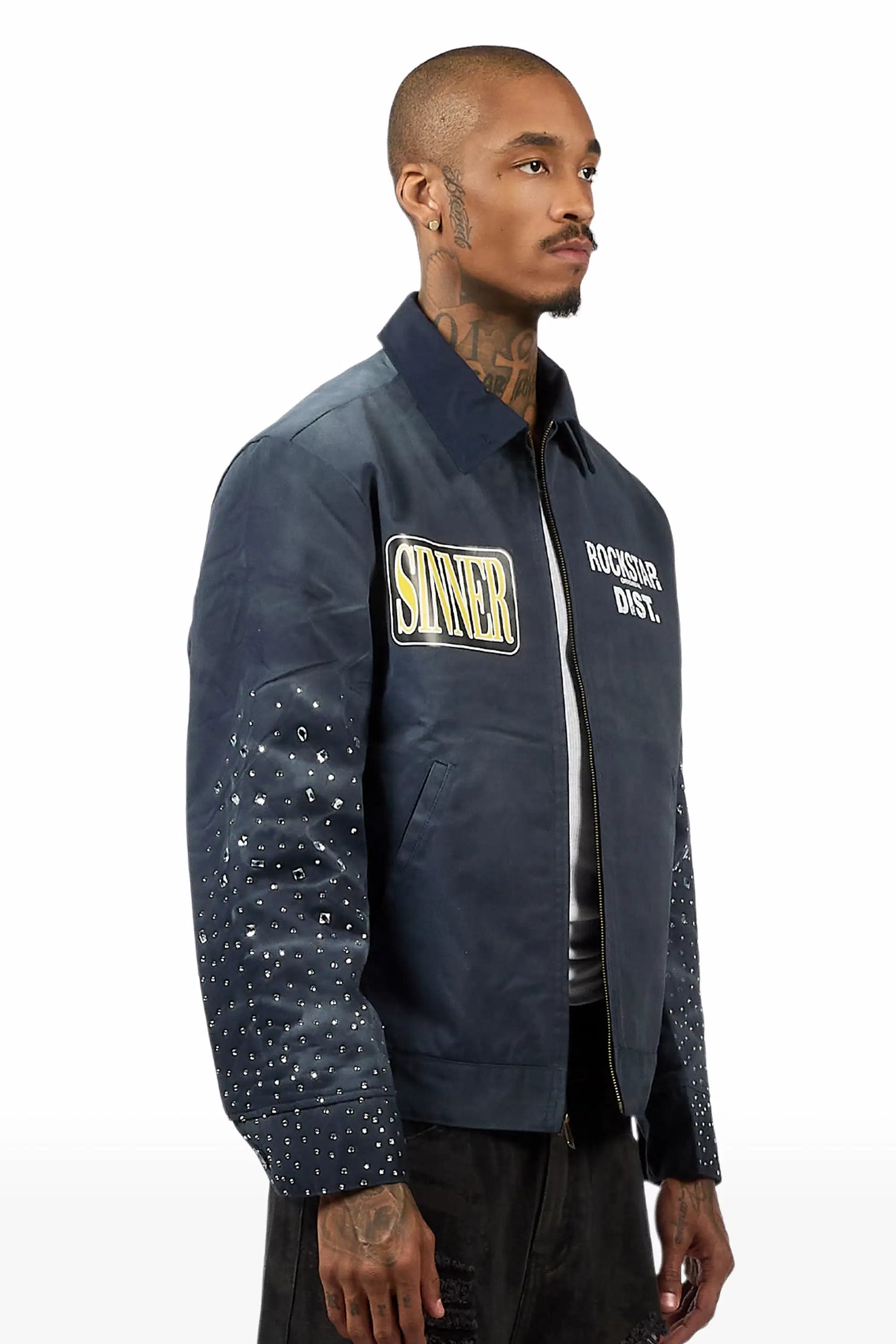 Traval Navy Rhinestone Workman Jacket