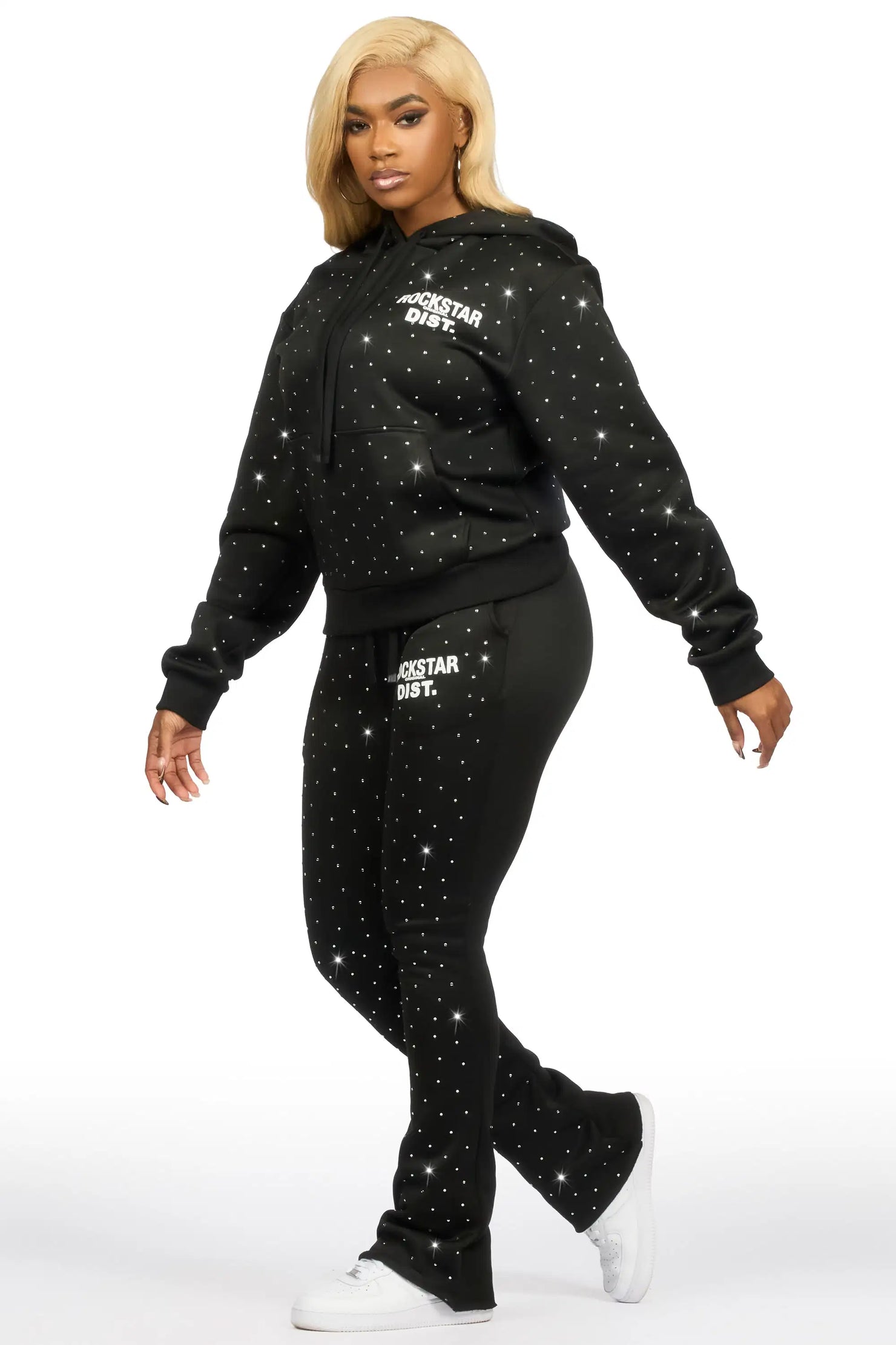 Shamoney Black Rhinestone Stacked Track Set