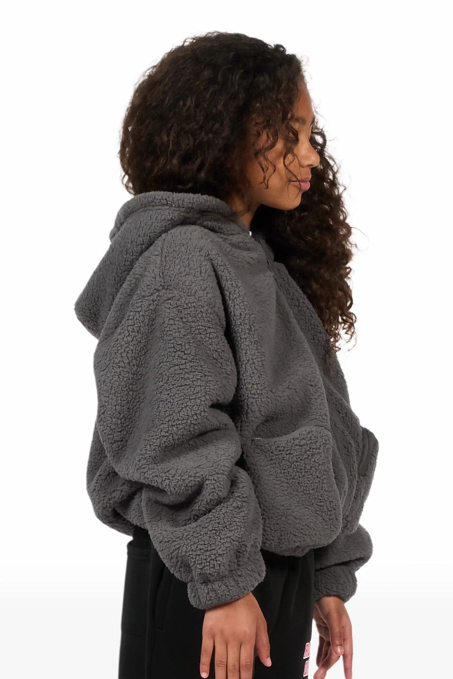Girls Lonia Grey Sherpa Jacket
